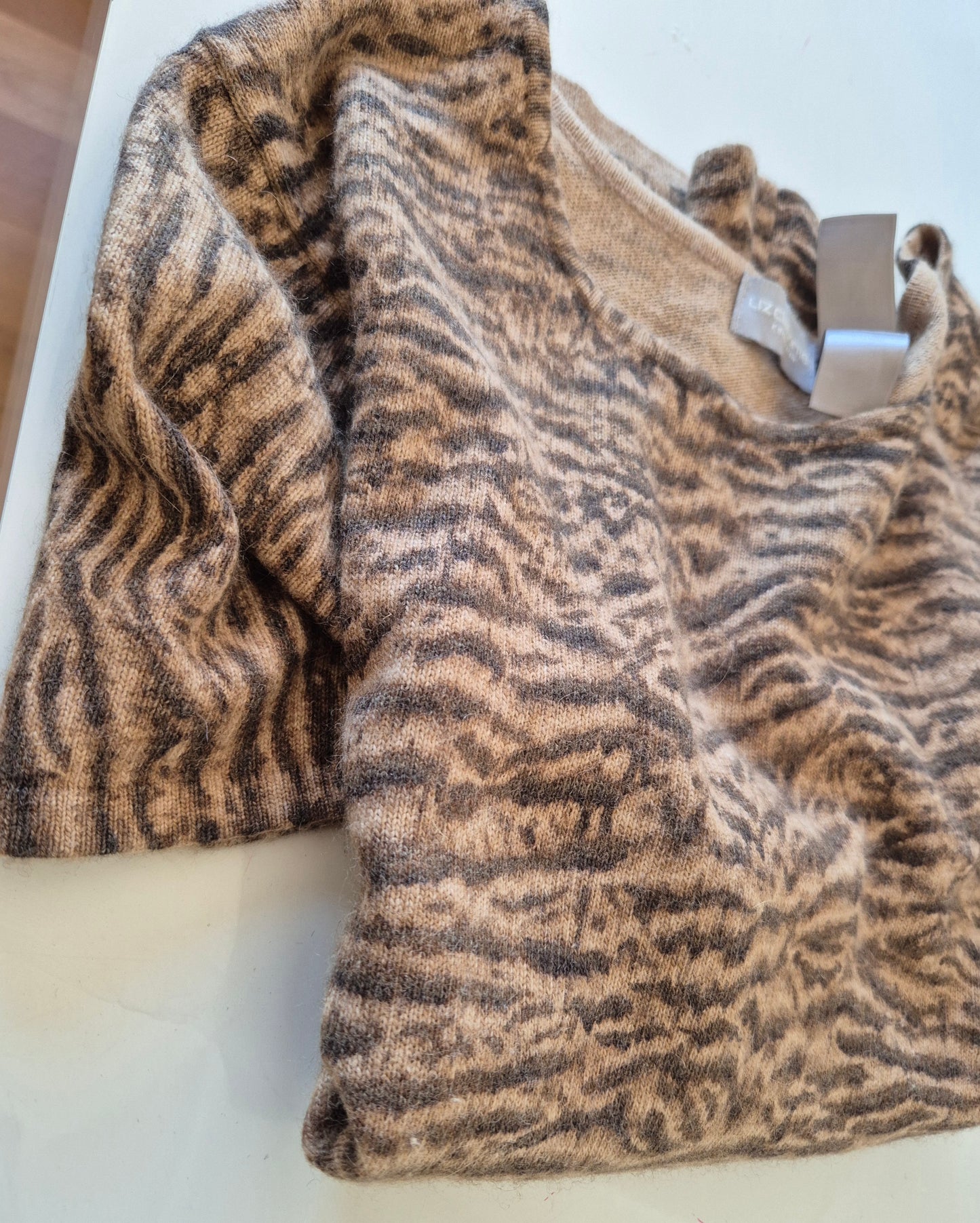 LIZ CLAIBORNE dizajnerski pleteni top, vuna i angora