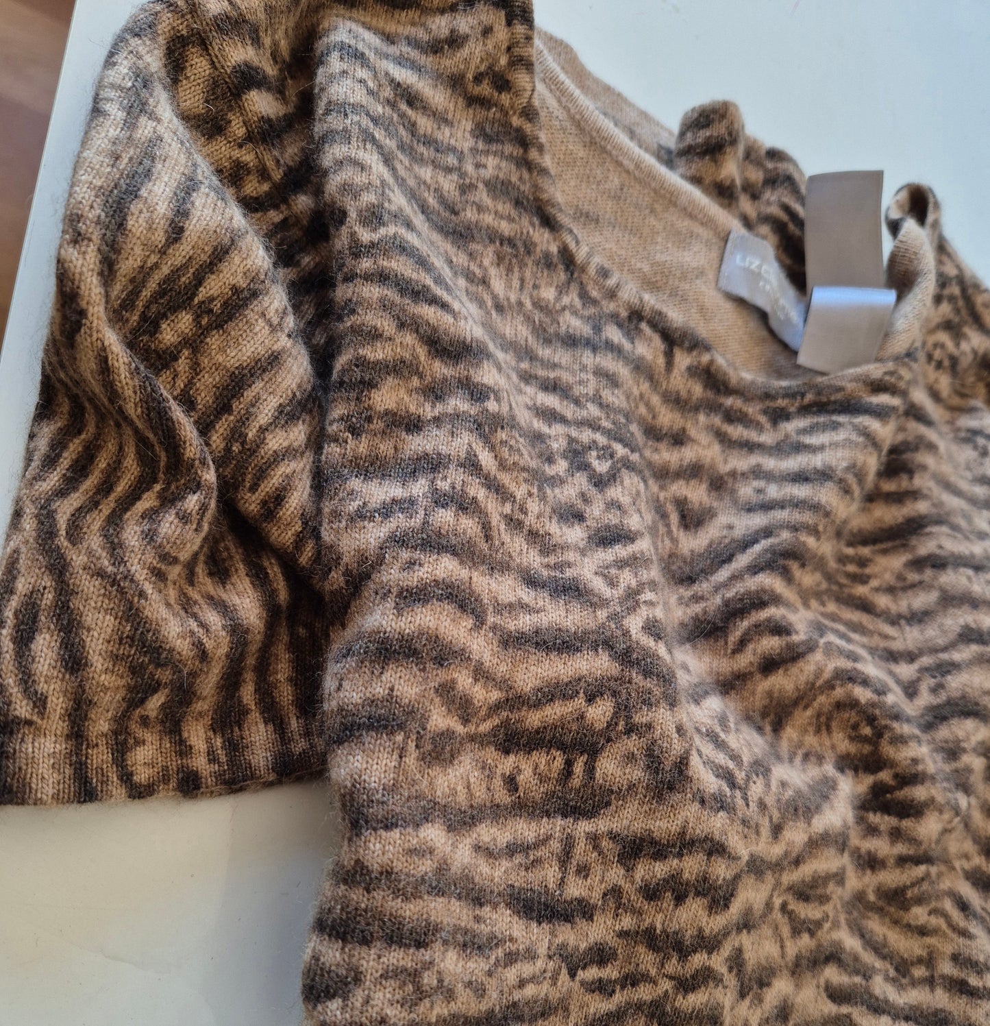 LIZ CLAIBORNE dizajnerski pleteni top, vuna i angora
