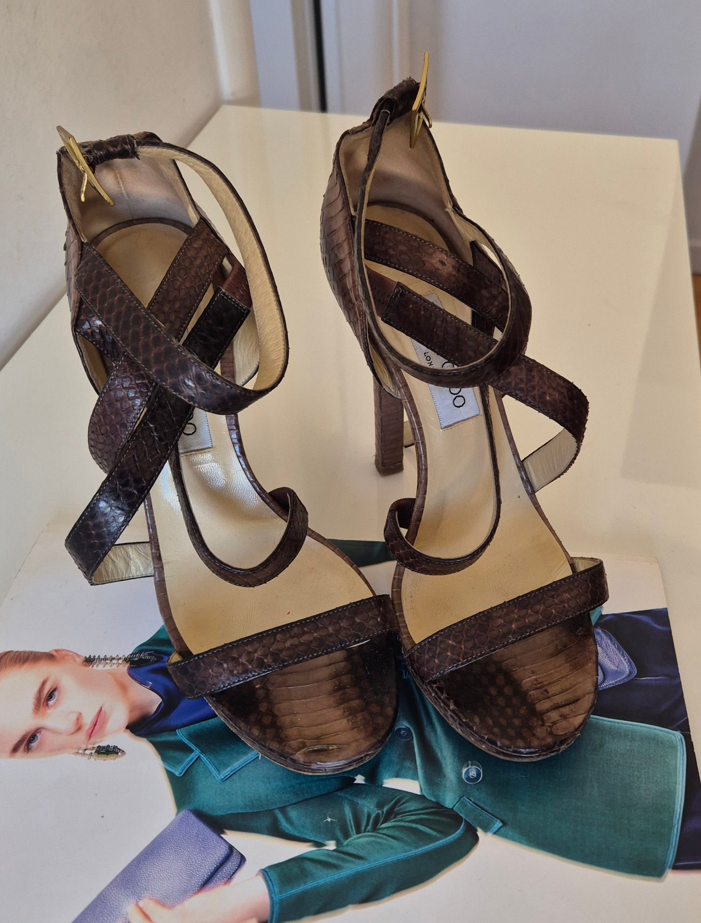 JIMMY CHOO sandale, zmijska koža, broj 39.5