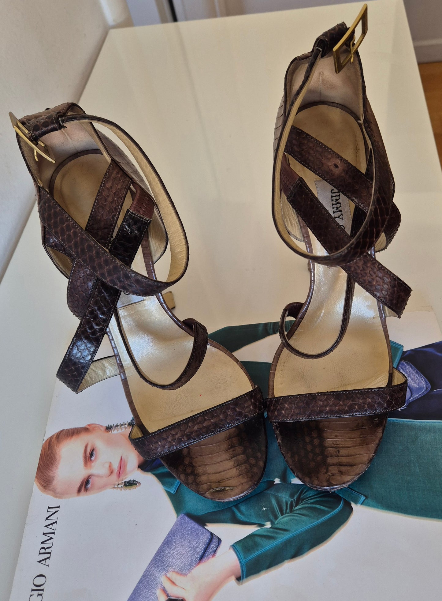 JIMMY CHOO sandale, zmijska koža, broj 39.5