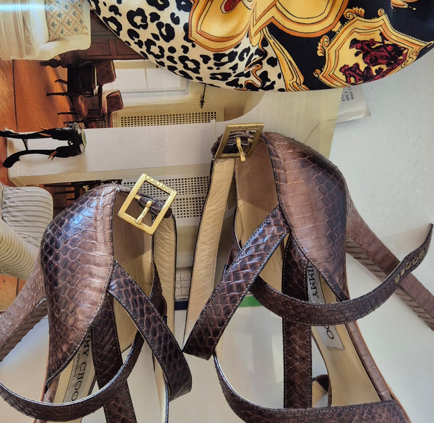 JIMMY CHOO sandale, zmijska koža, broj 39.5