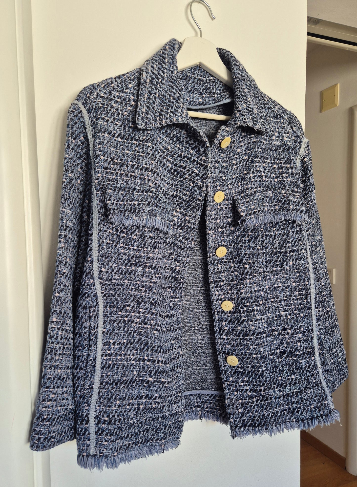 tweed plava jakna