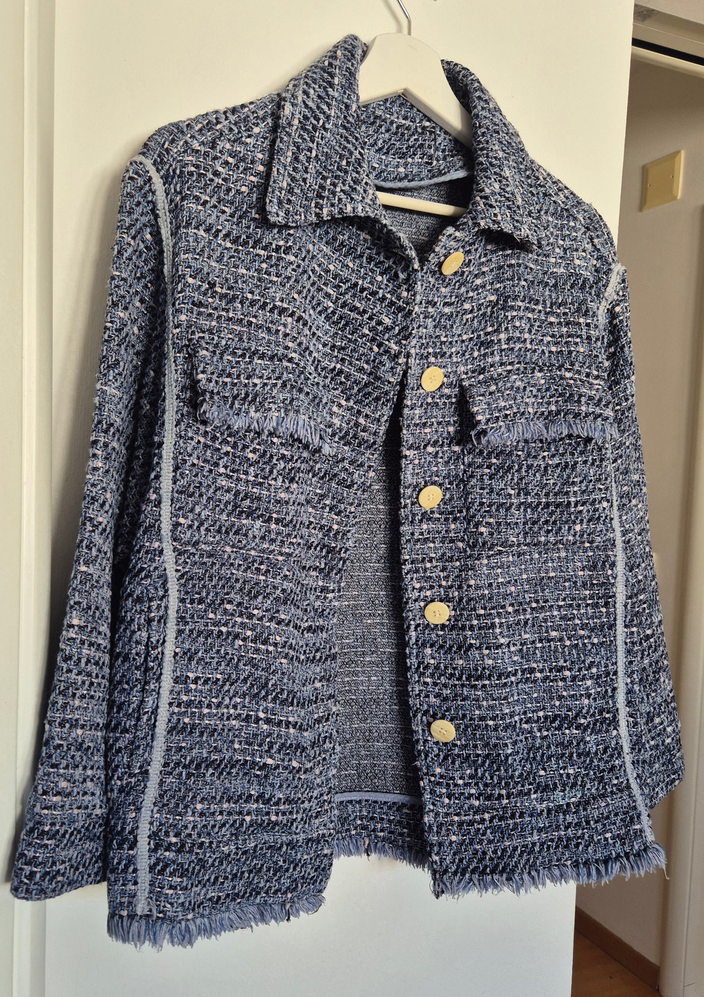 tweed plava jakna