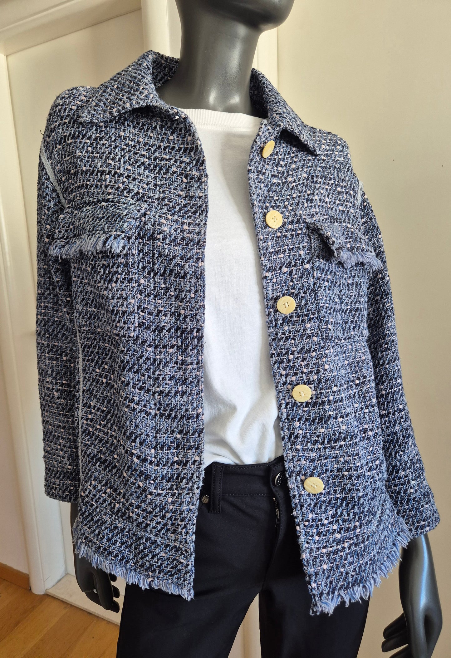 tweed plava jakna