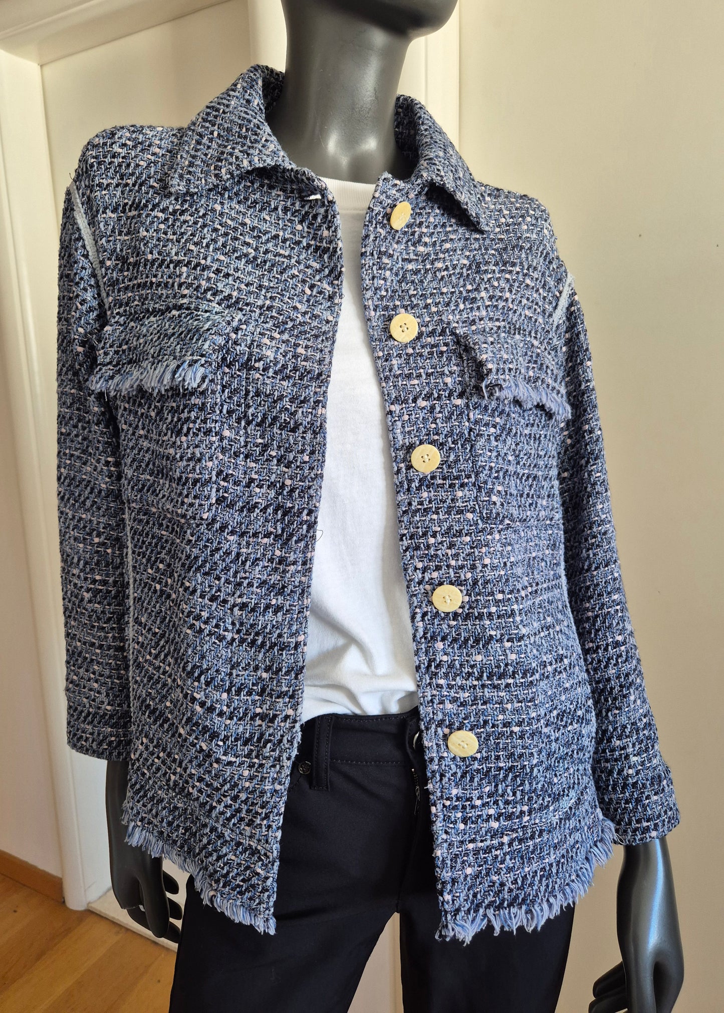 tweed plava jakna