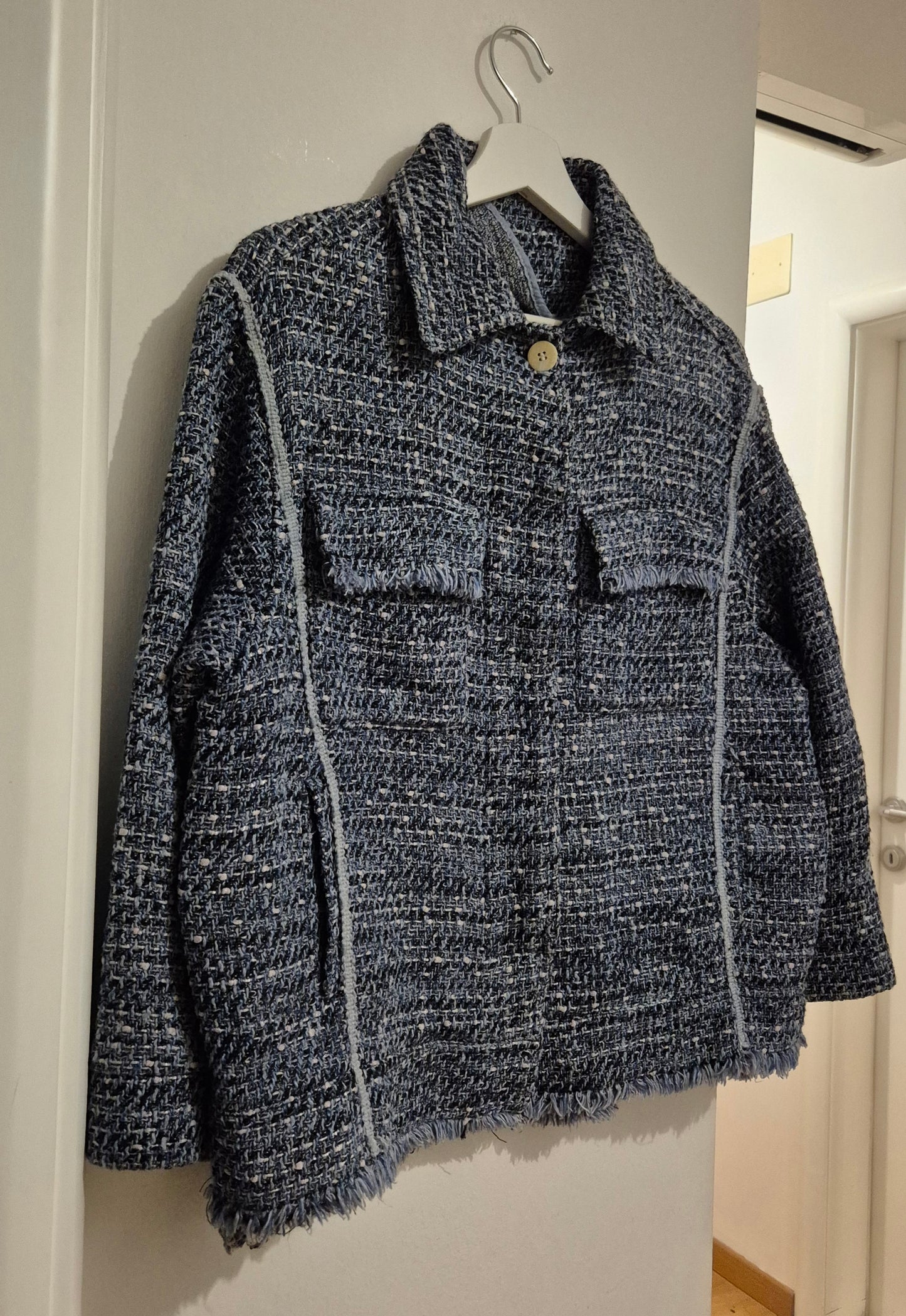 tweed plava jakna
