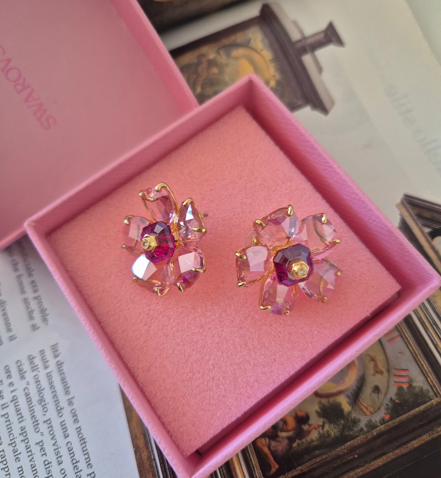 SWAROVSKI naušnice, kristali i pozlata, nove 🌸