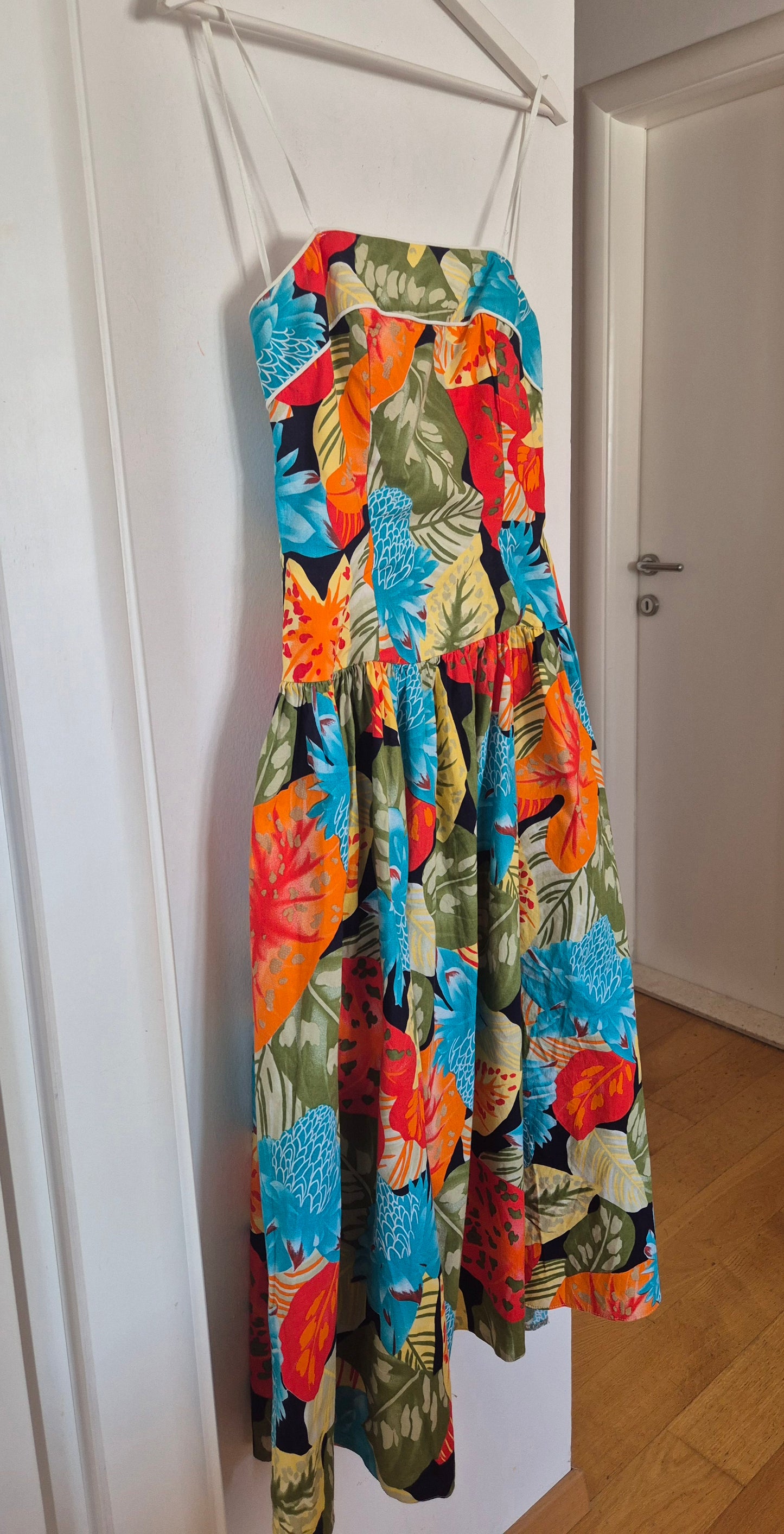 vintage floral haljina s bretelama, pamuk