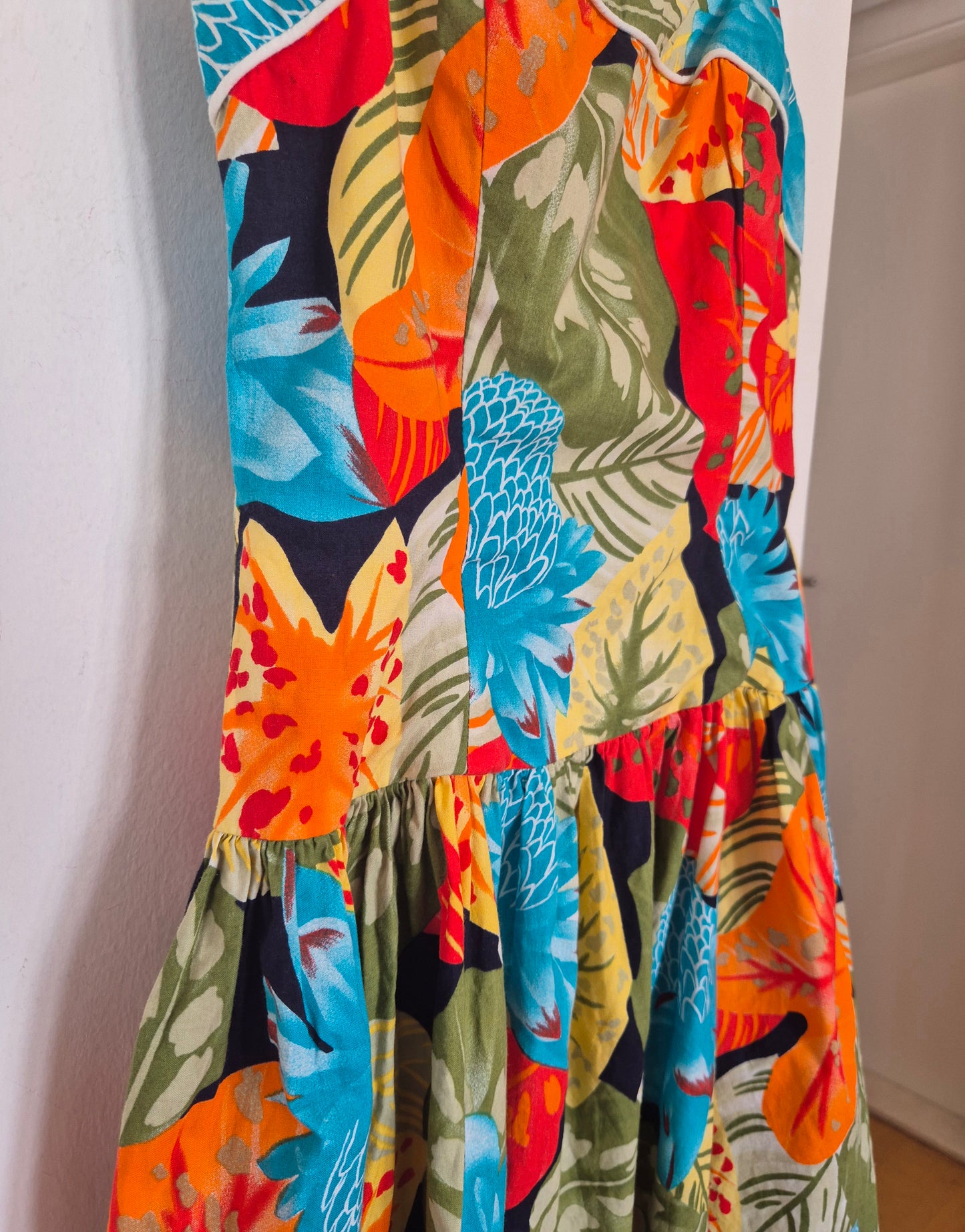 vintage floral haljina s bretelama, pamuk