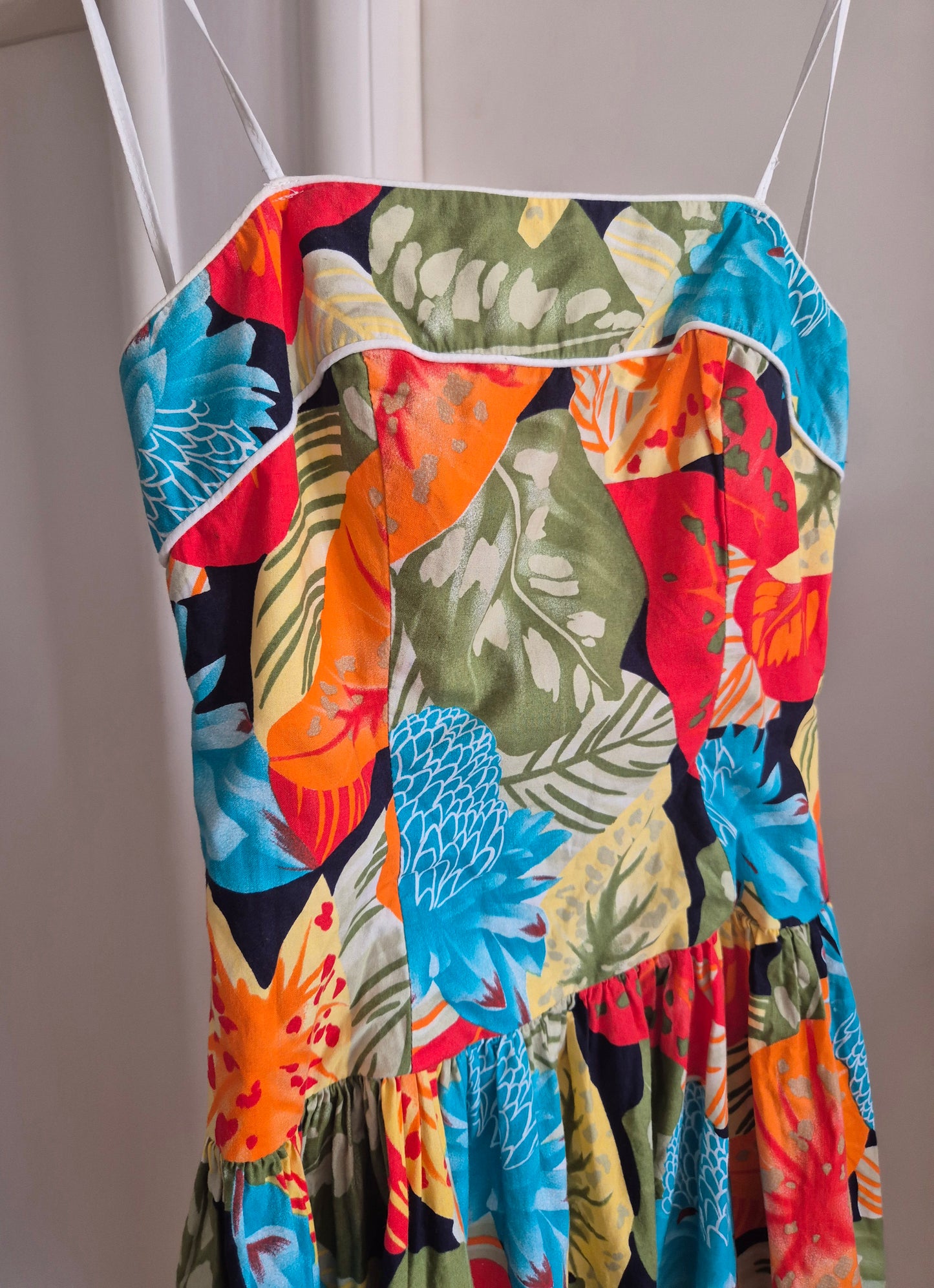 vintage floral haljina s bretelama, pamuk