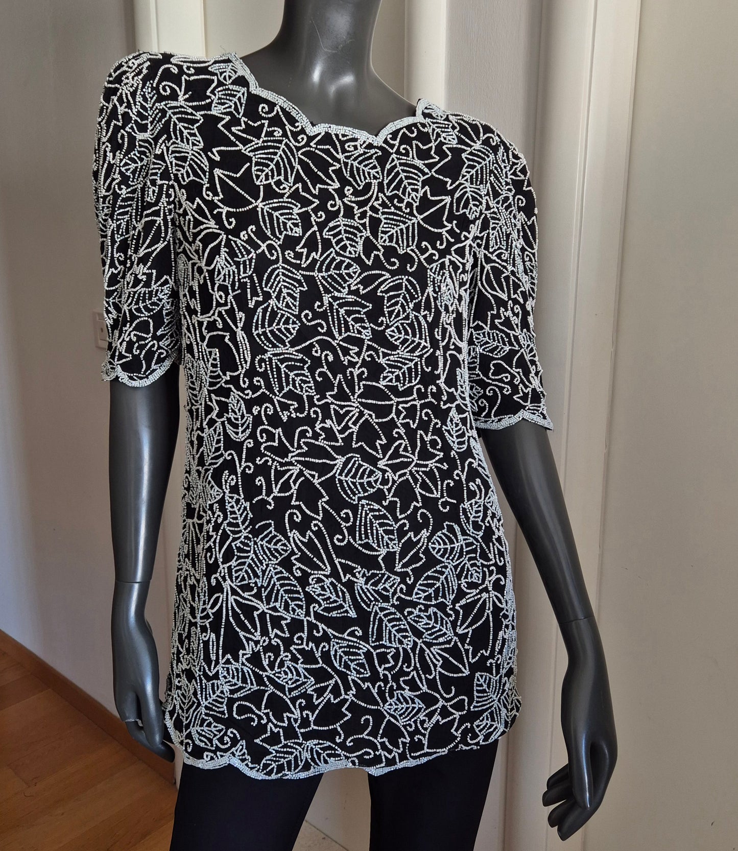 GINA BACCONI bluza/tunika, svila s perlicama