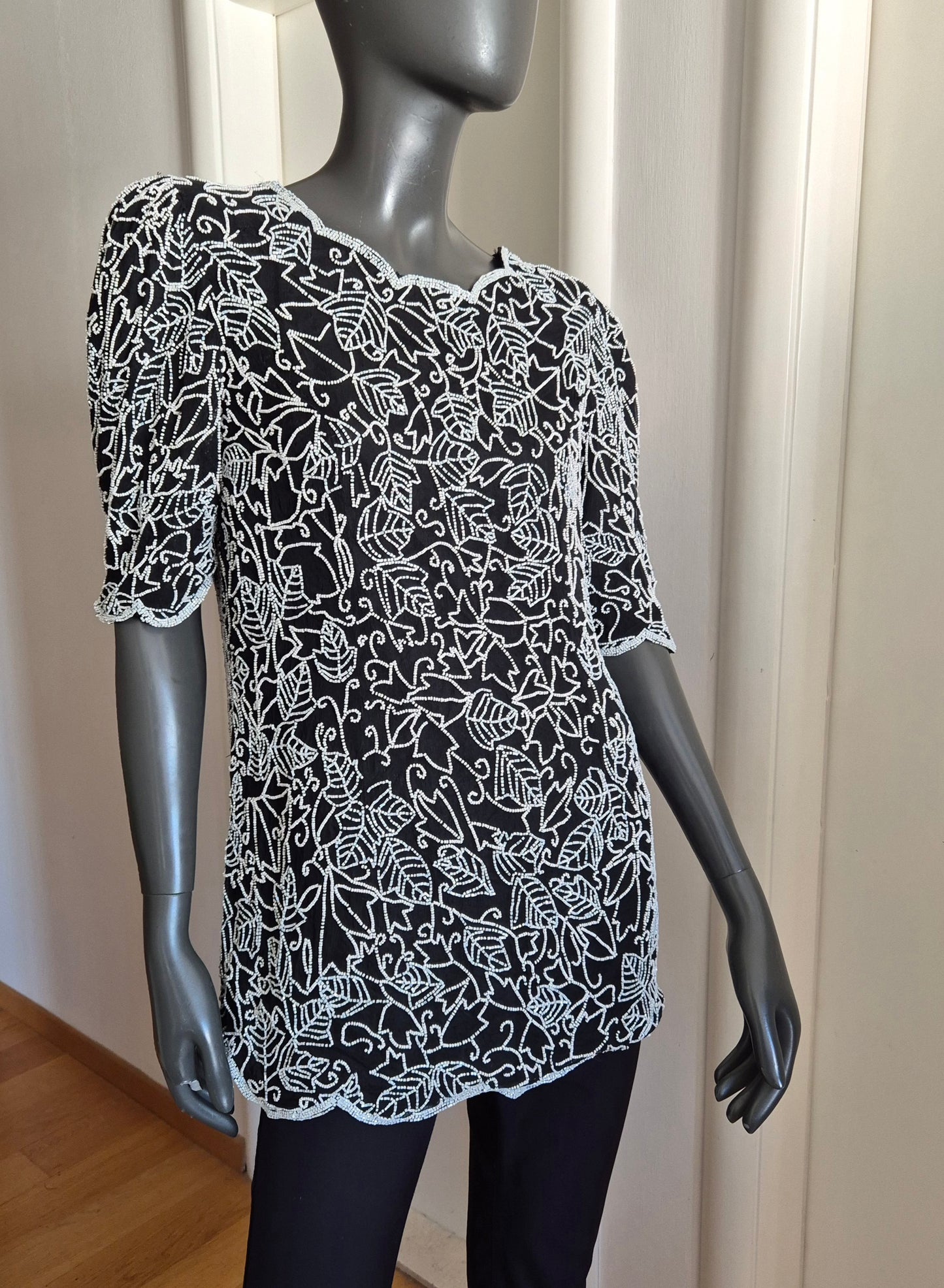 GINA BACCONI bluza/tunika, svila s perlicama