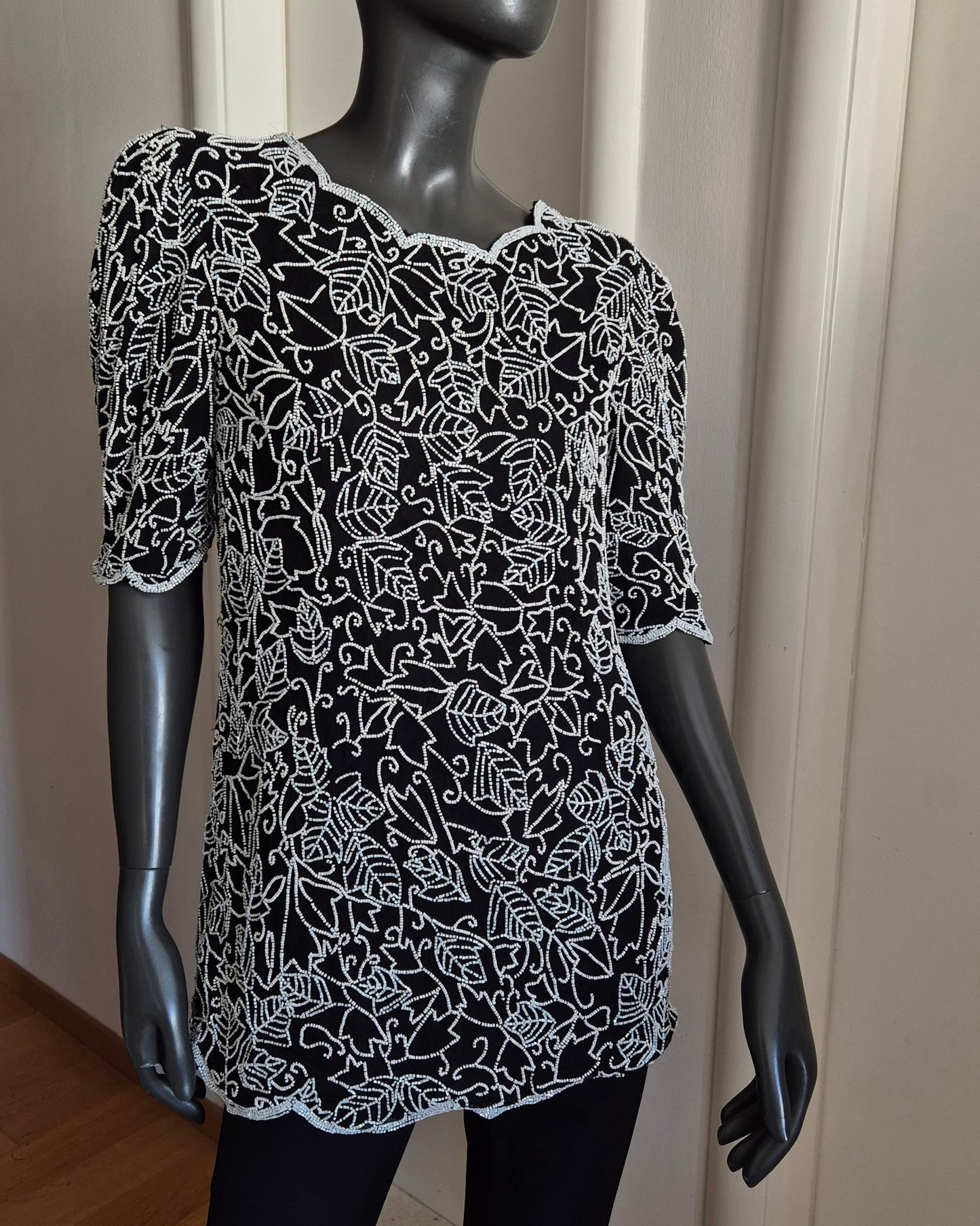 GINA BACCONI bluza/tunika, svila s perlicama