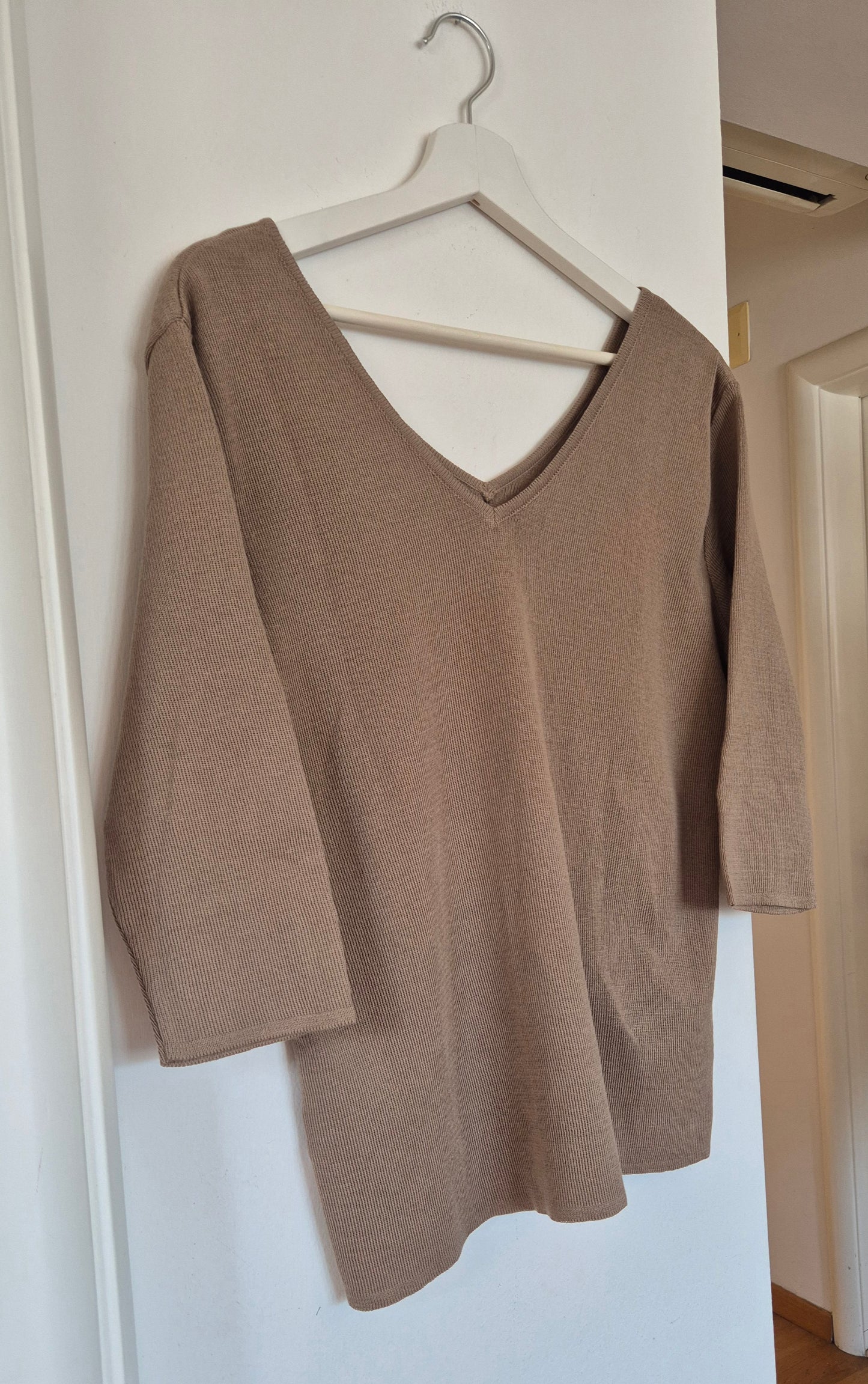 pleteni V-neck top, pamuk, nov (s etiketom)