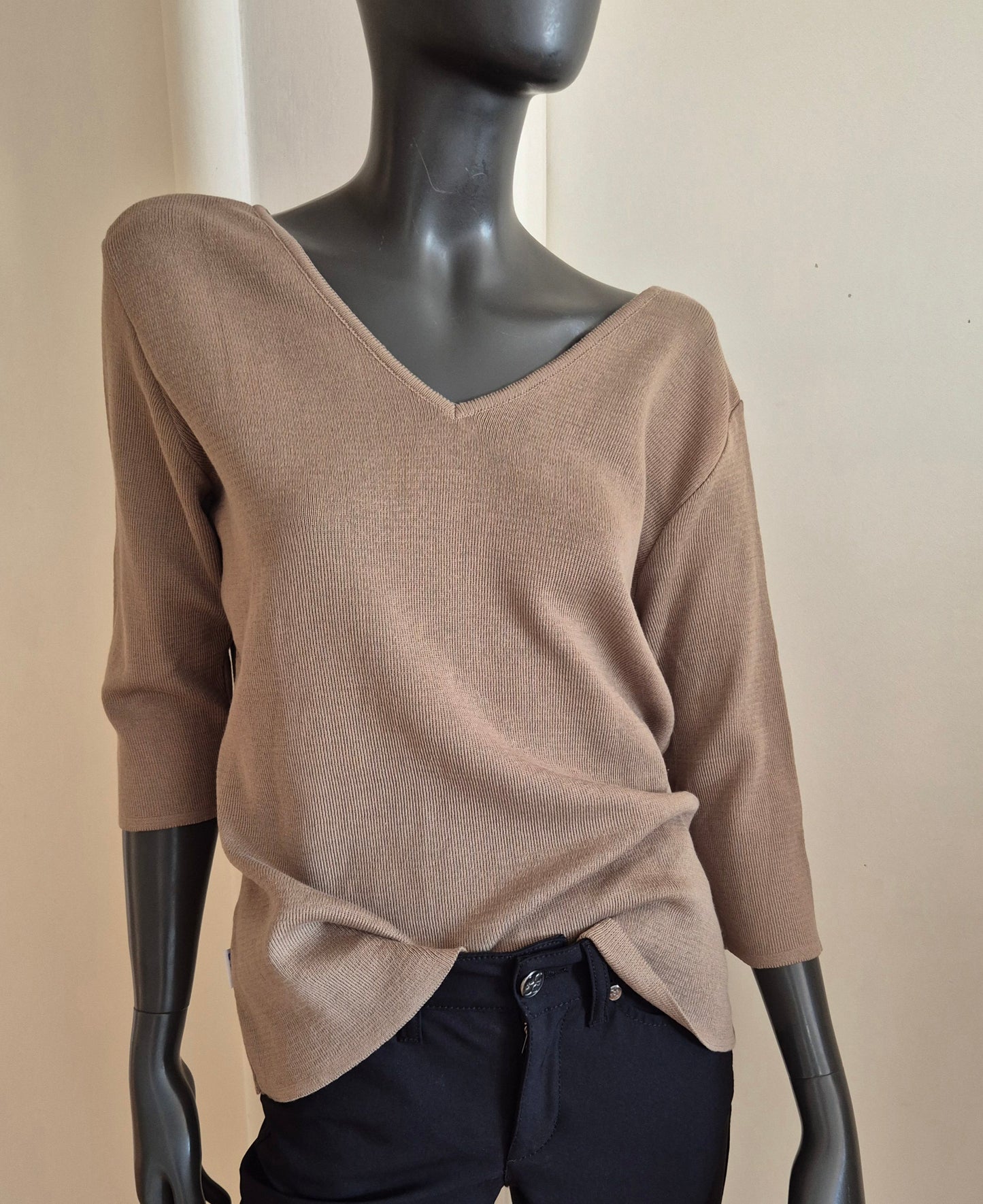 pleteni V-neck top, pamuk, nov (s etiketom)