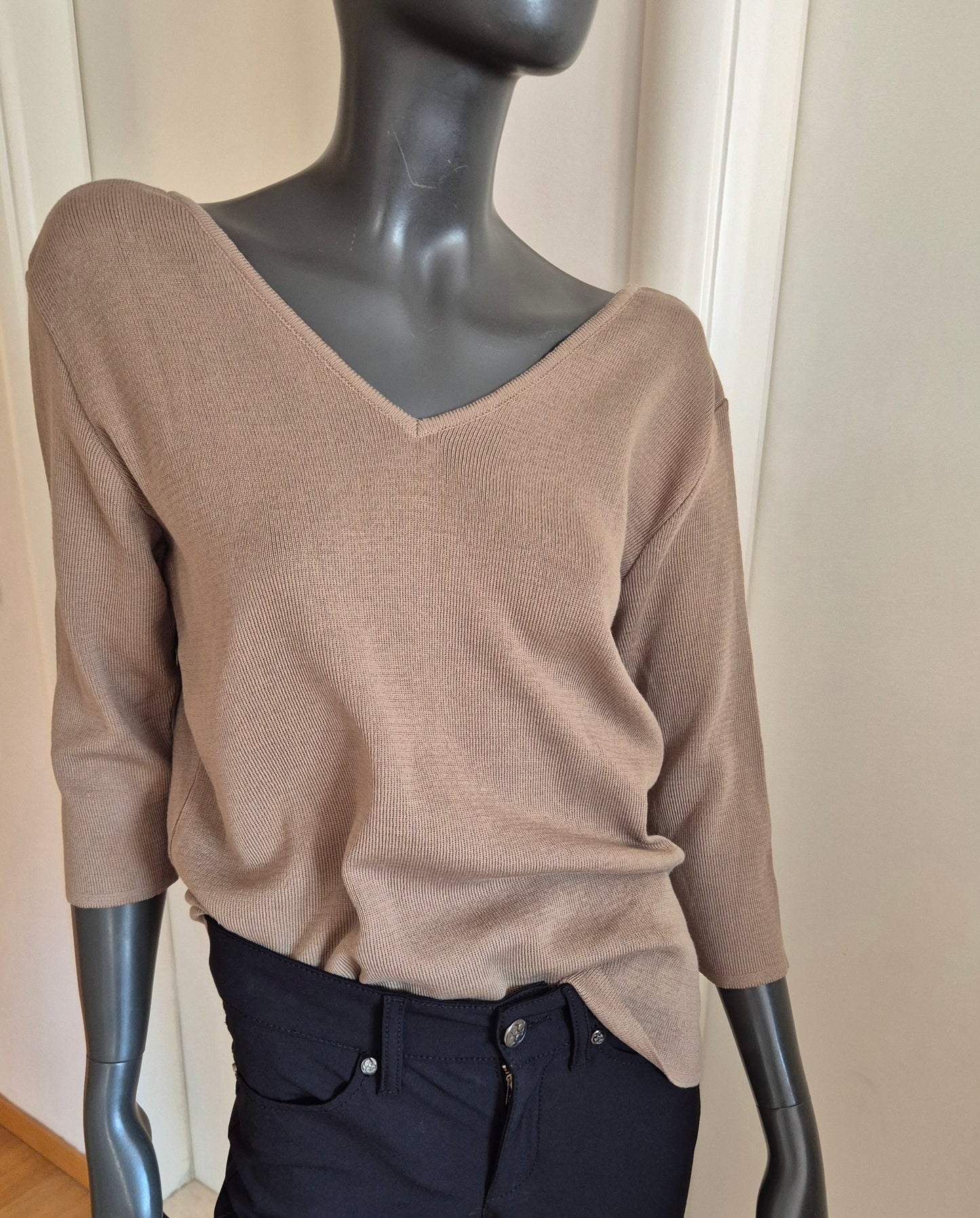 pleteni V-neck top, pamuk, nov (s etiketom)