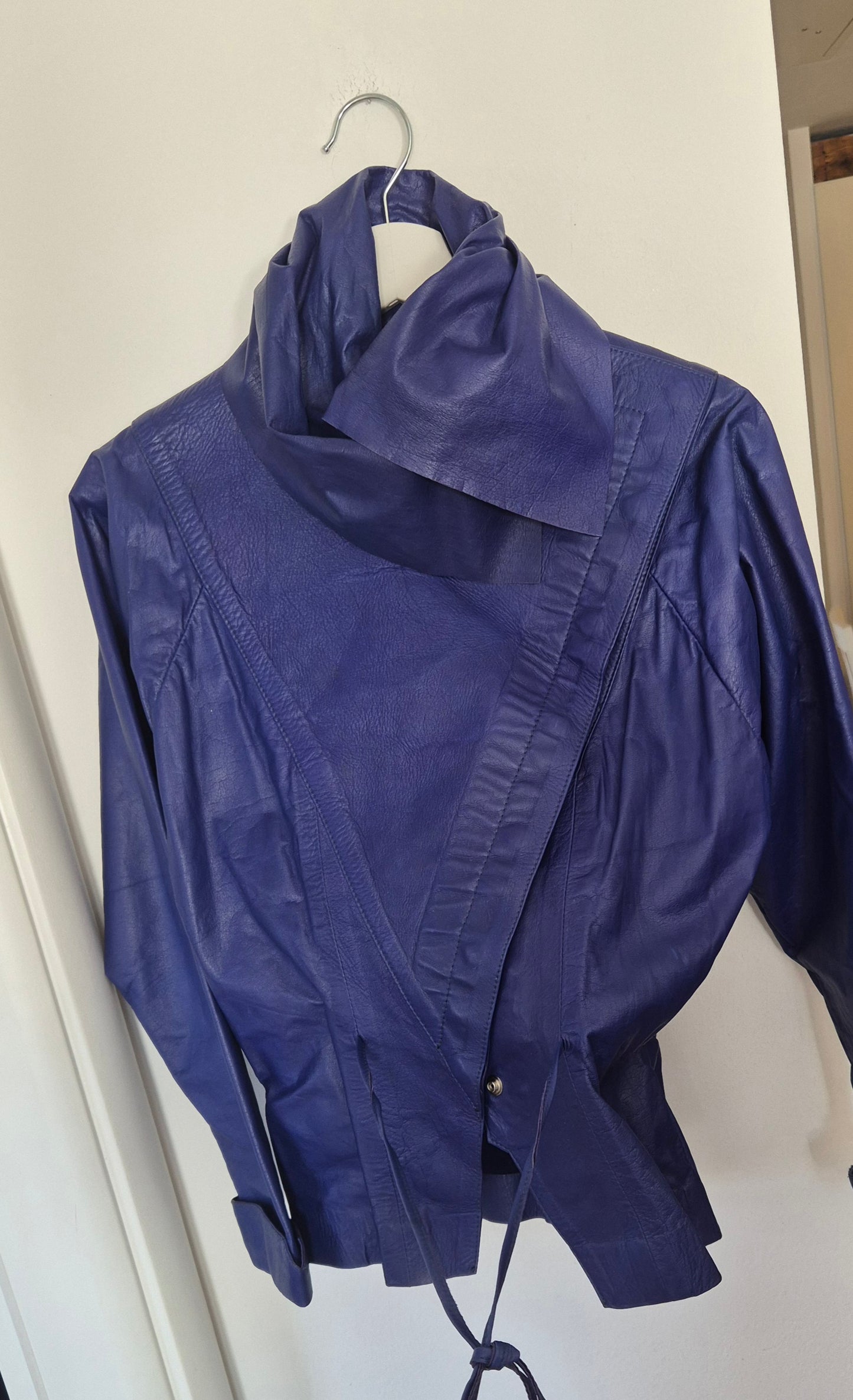 CLIFFORD OLSON dizajnerska vintage kožna jakna, ljubičasta/indigo