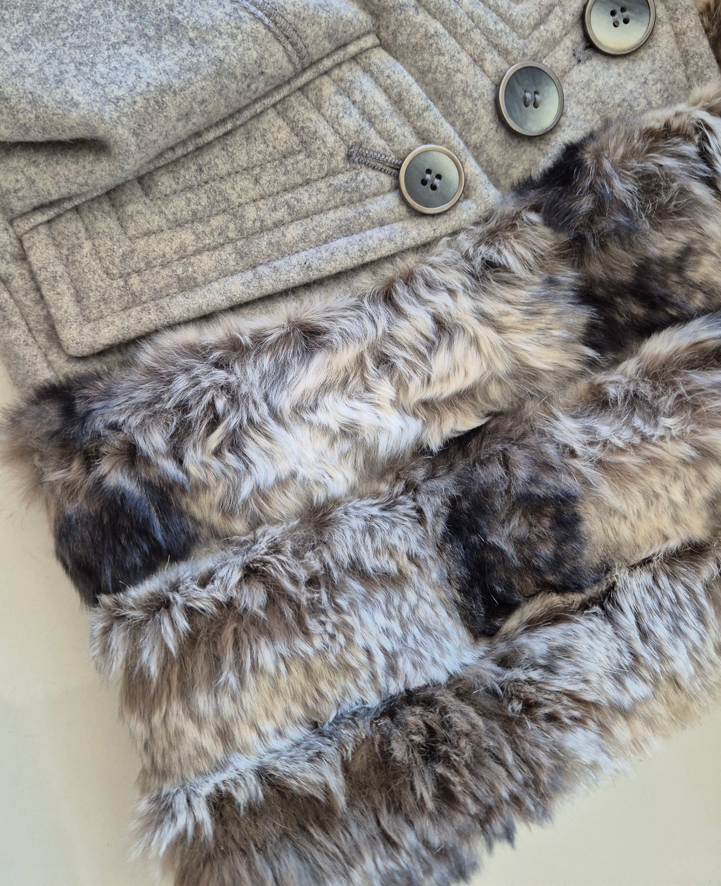 ROBERTO CAVALLI kratki kaput, vuna i krzno