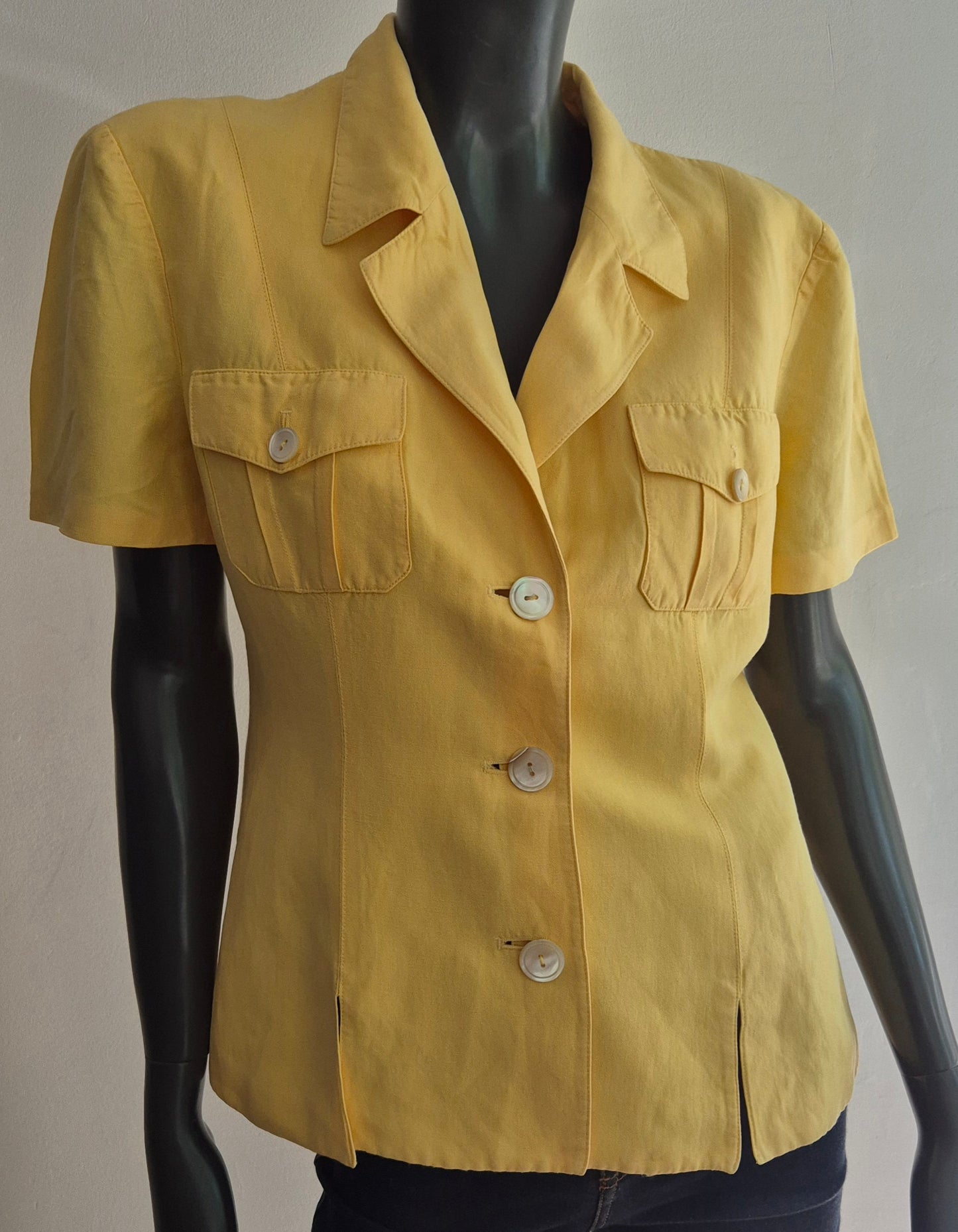 butter yellow vintage top, lan i viskoza