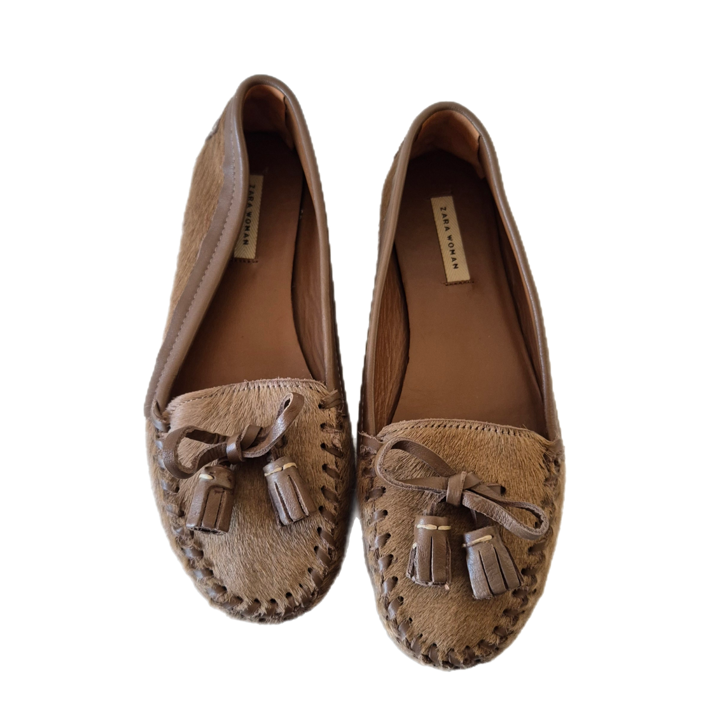 ZARA beige cipele, koža i dlaka, broj 39, nove