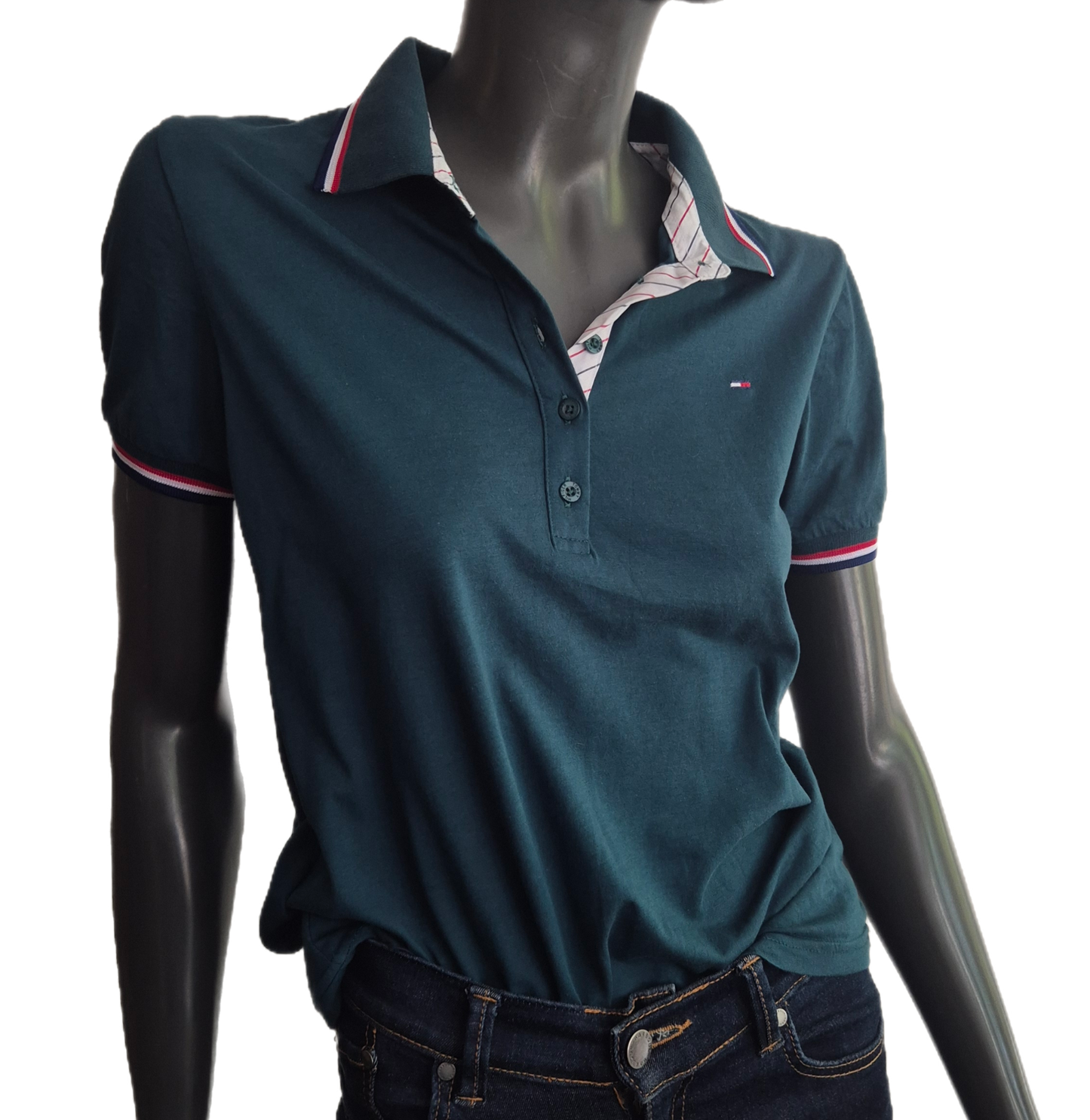 TOMMY HILFIGER tamnozelena polo majica, pamuk, nova