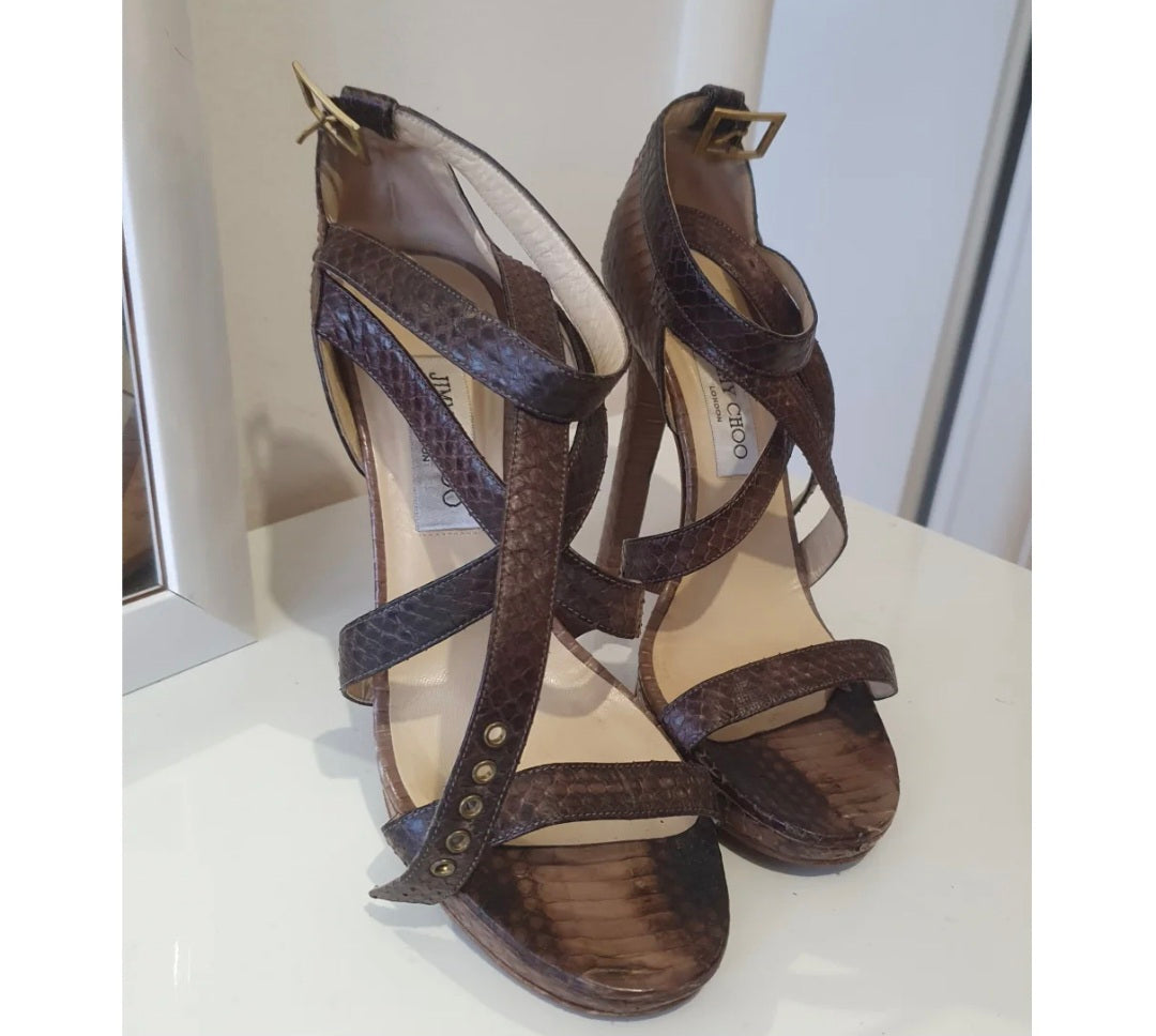 JIMMY CHOO sandale, zmijska koža, broj 39.5