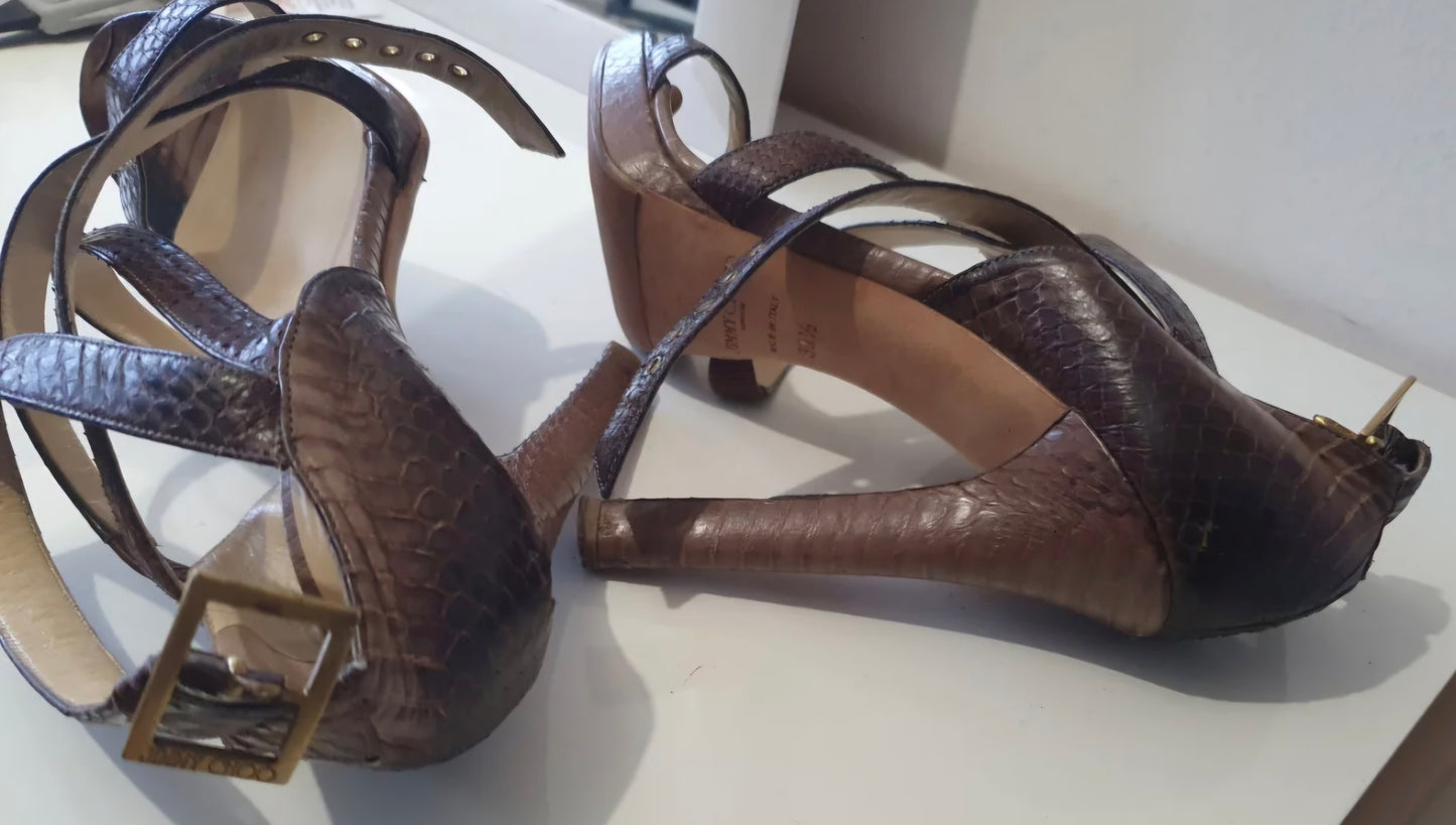 JIMMY CHOO sandale, zmijska koža, broj 39.5