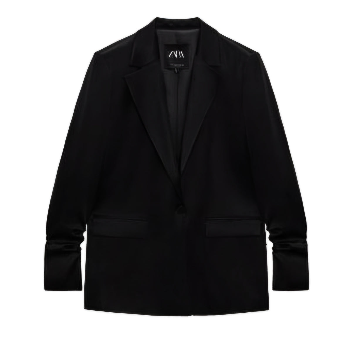 ZARA crni saten blejzer, novi