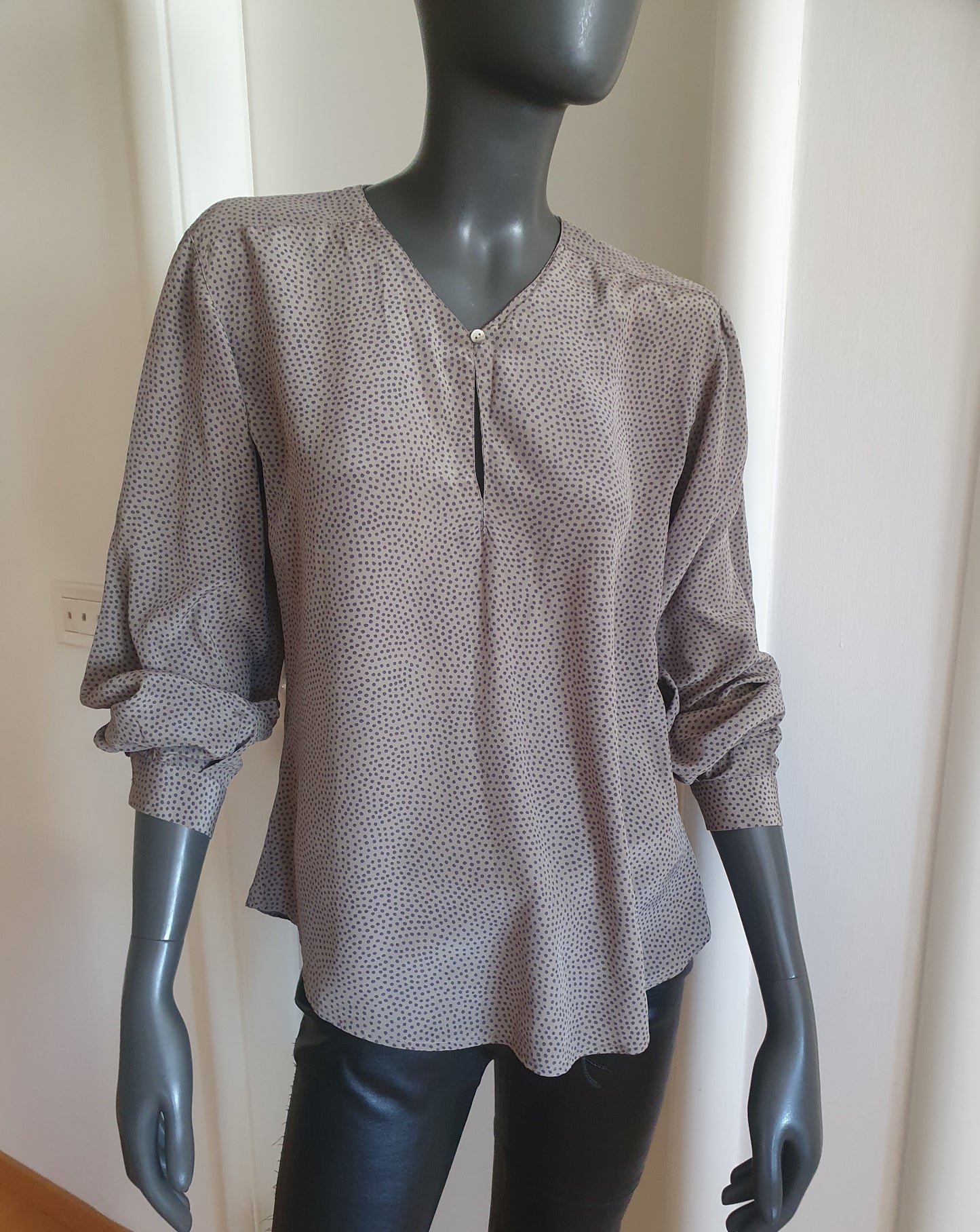 vintage bluza sa sitnim točkicama, 100% svila
