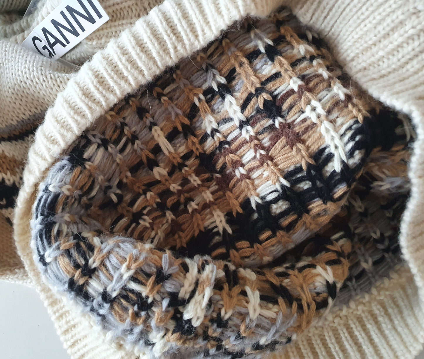 GANNI ručno pleteni džemper, vuna, nov (s etiketom - 543 €)