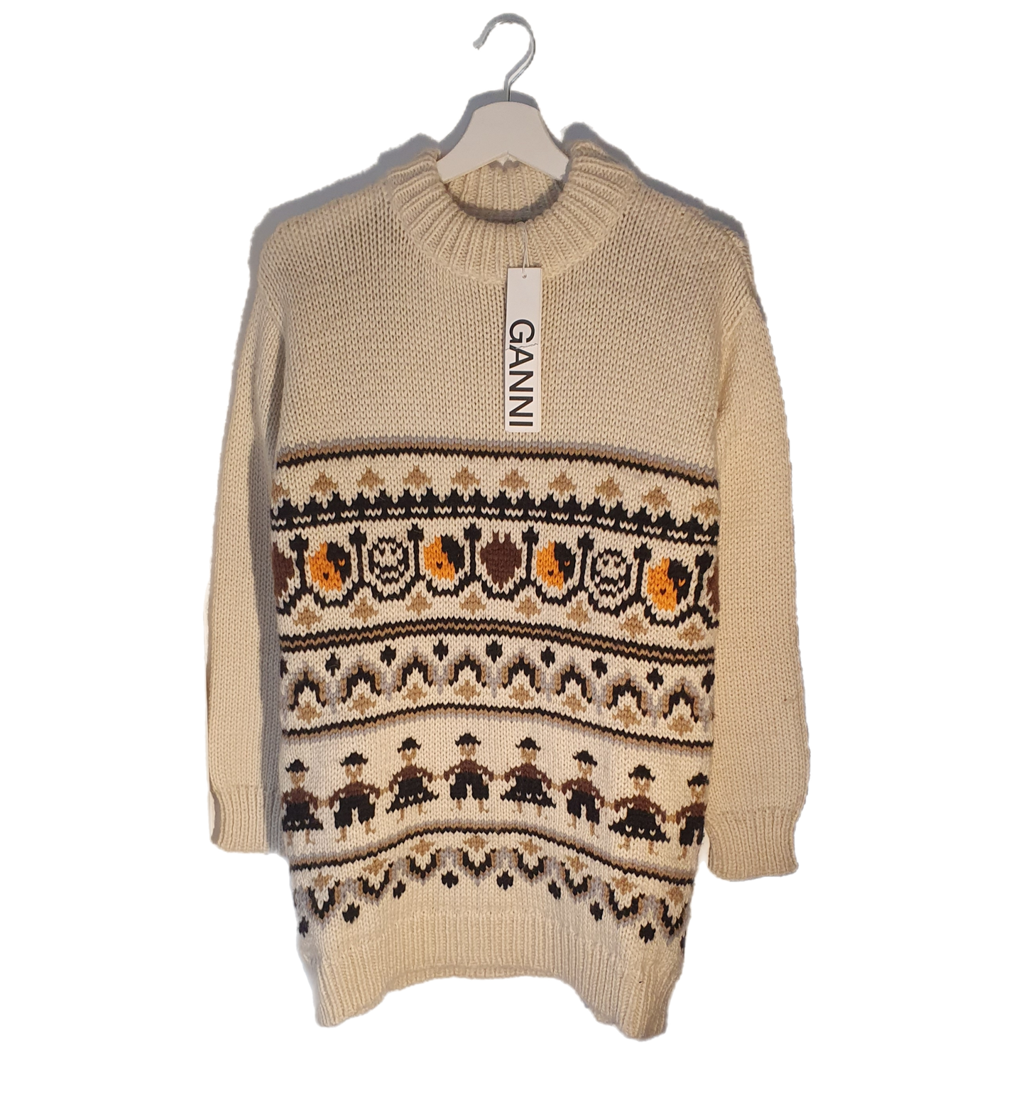 GANNI ručno pleteni džemper, vuna, nov (s etiketom - 543 €)