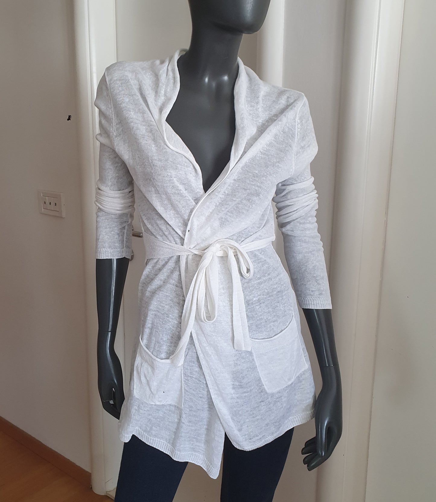 ADOLFO DOMINGUEZ bijela lanena wrap bluza/pokrivalo