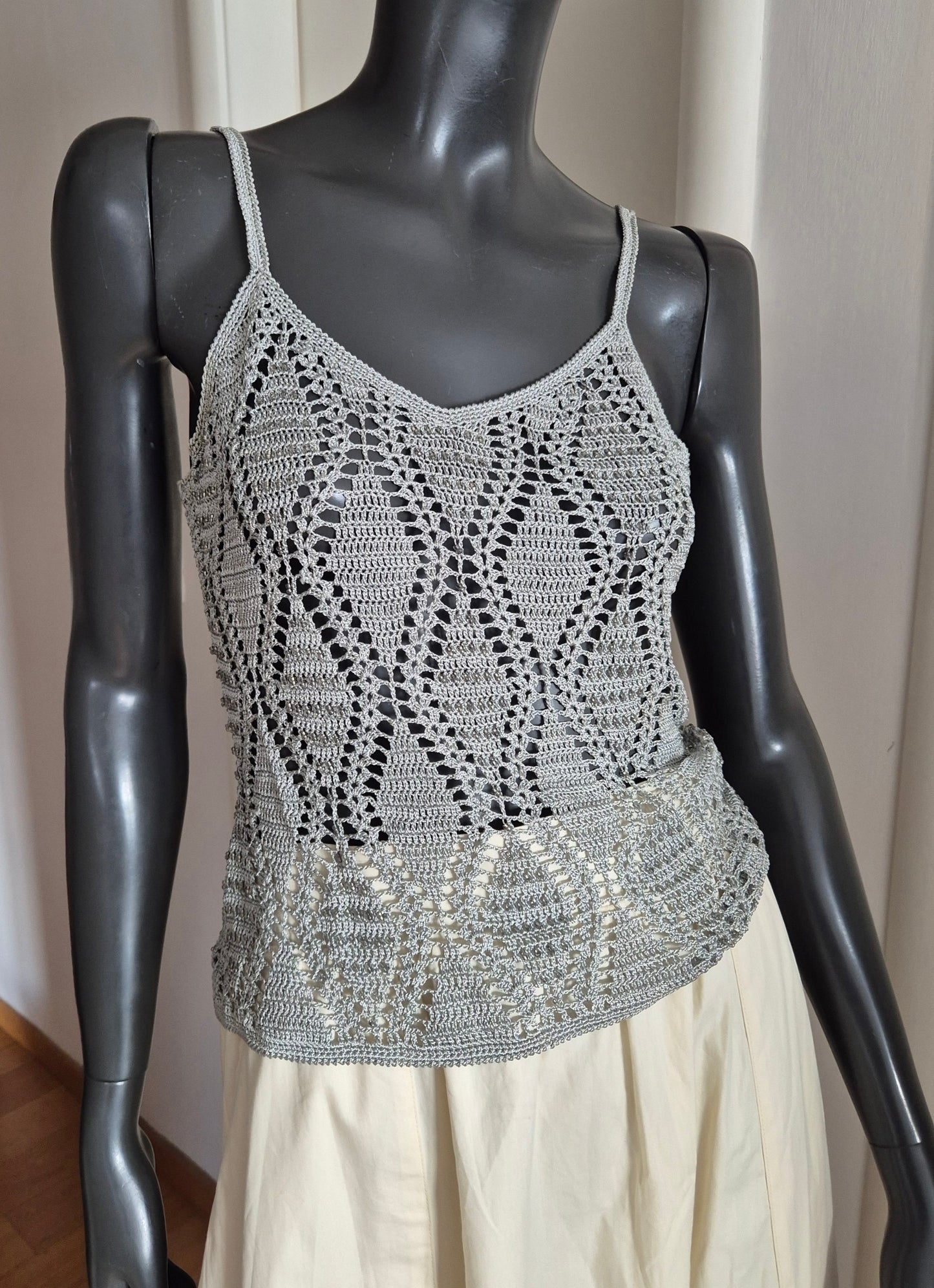 pleteni top s perlicama, viskoza, novi