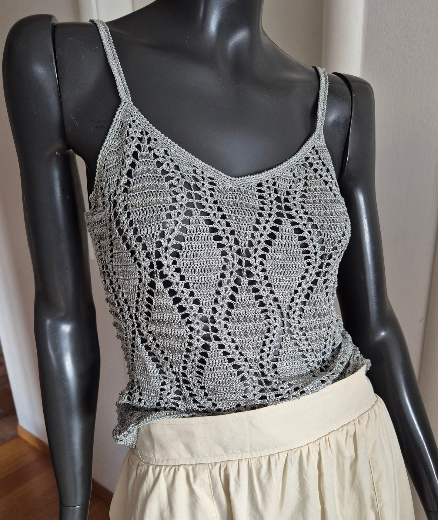 pleteni top s perlicama, viskoza, novi