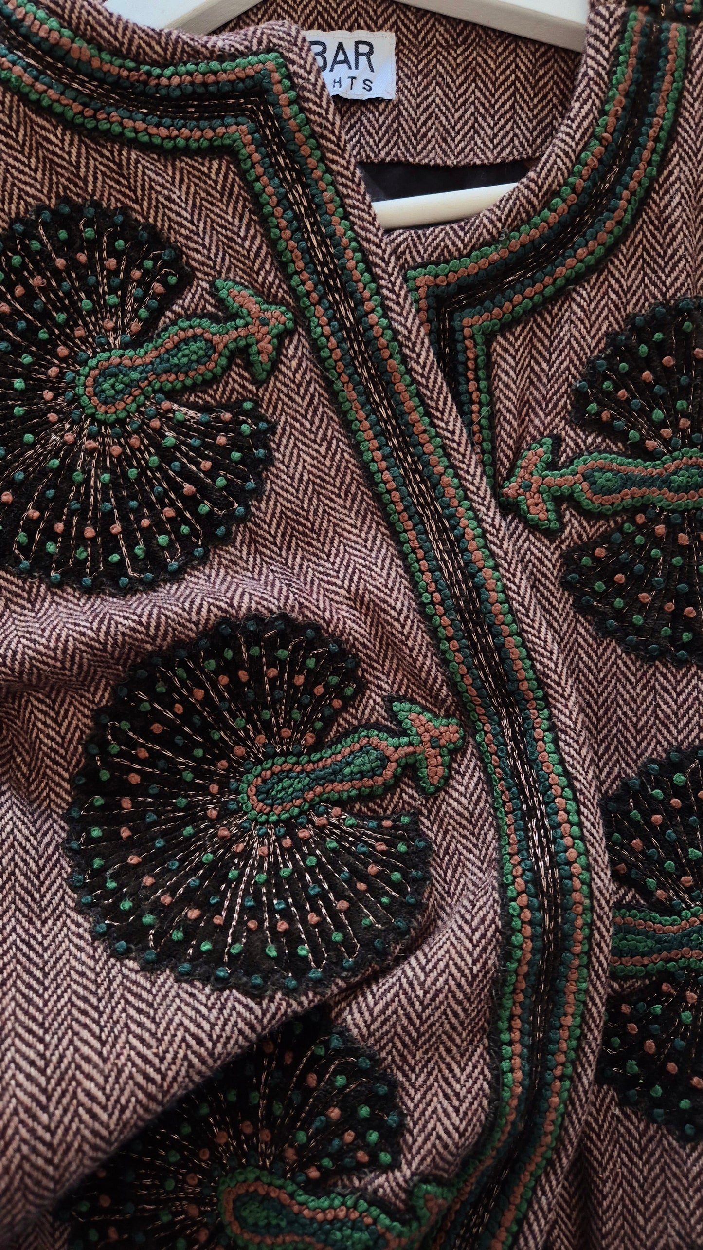 AKBAR DELIGHTS luksuzna marokanska tweed jakna s vezom (🦚), 100% vuna