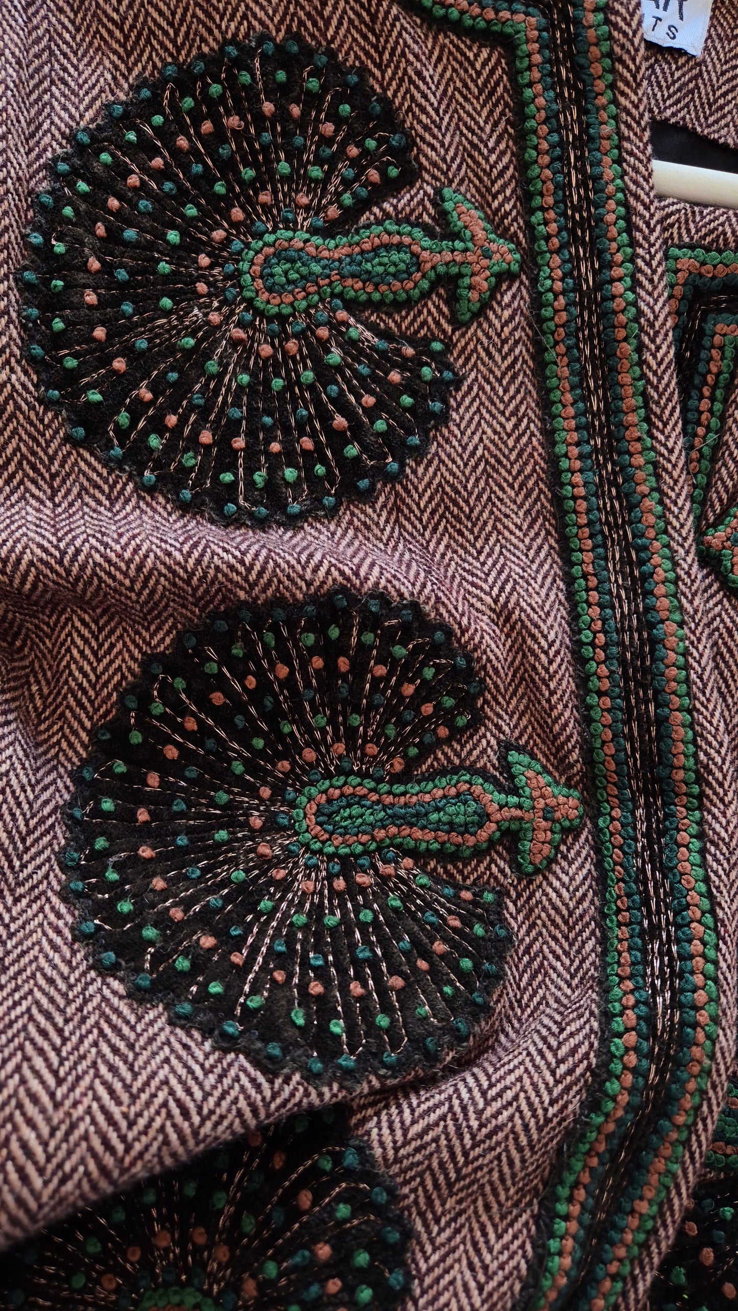 AKBAR DELIGHTS luksuzna marokanska tweed jakna s vezom (🦚), 100% vuna