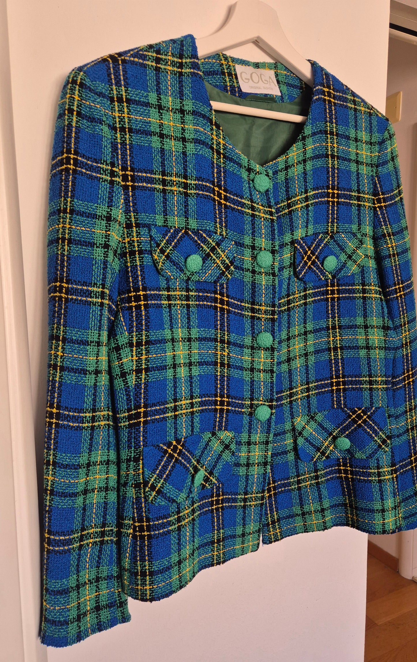 karirani sako od buklea 💚💙