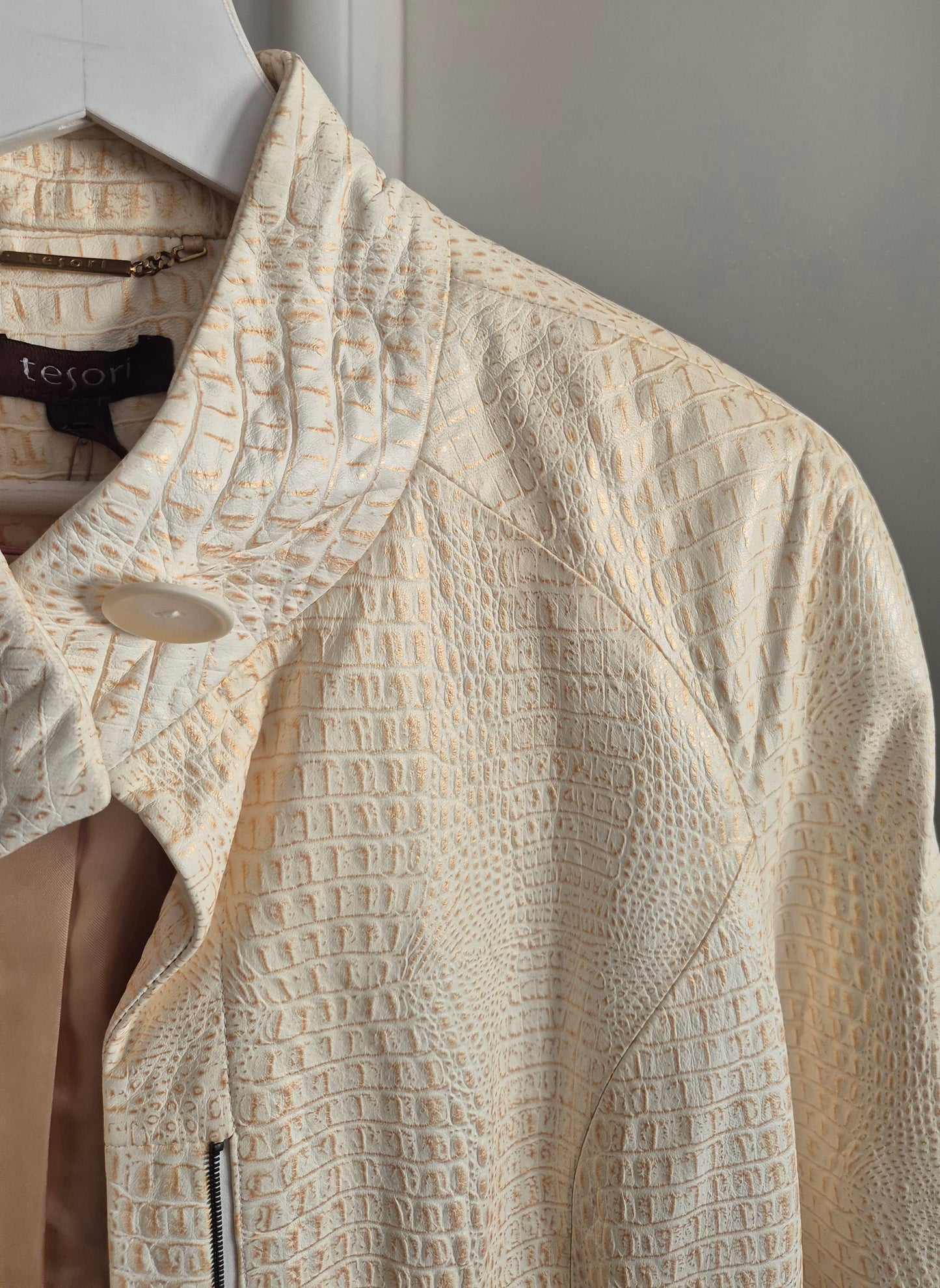 TESORI beige-zlatna jakna, koža