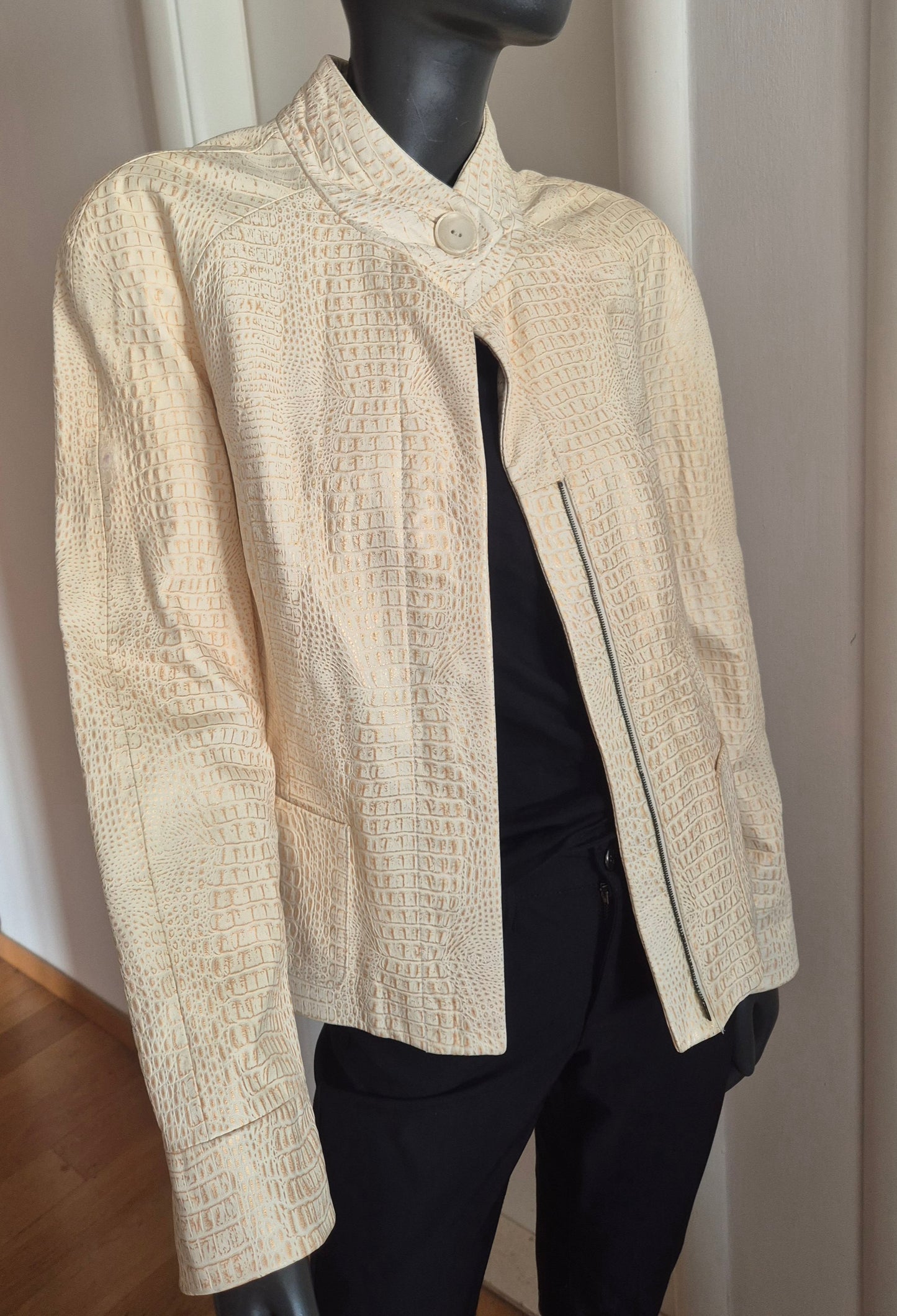 TESORI beige-zlatna jakna, koža