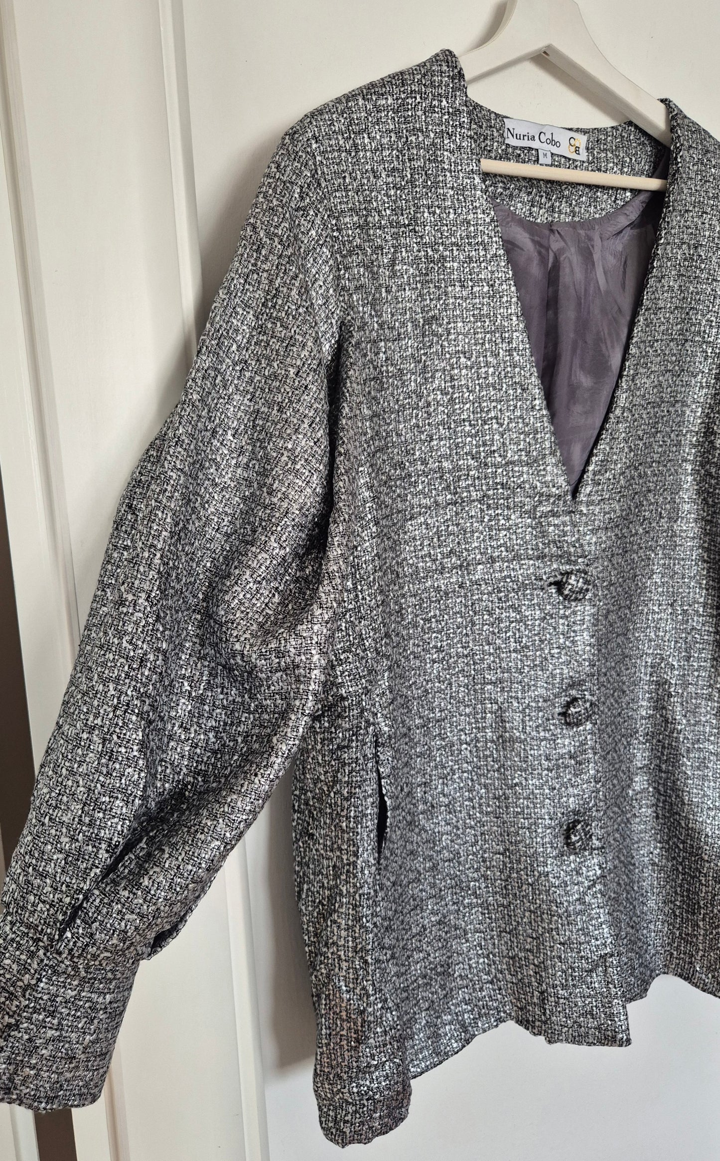 NURIA COBO sako/jakna, srebrno-sivi bukle