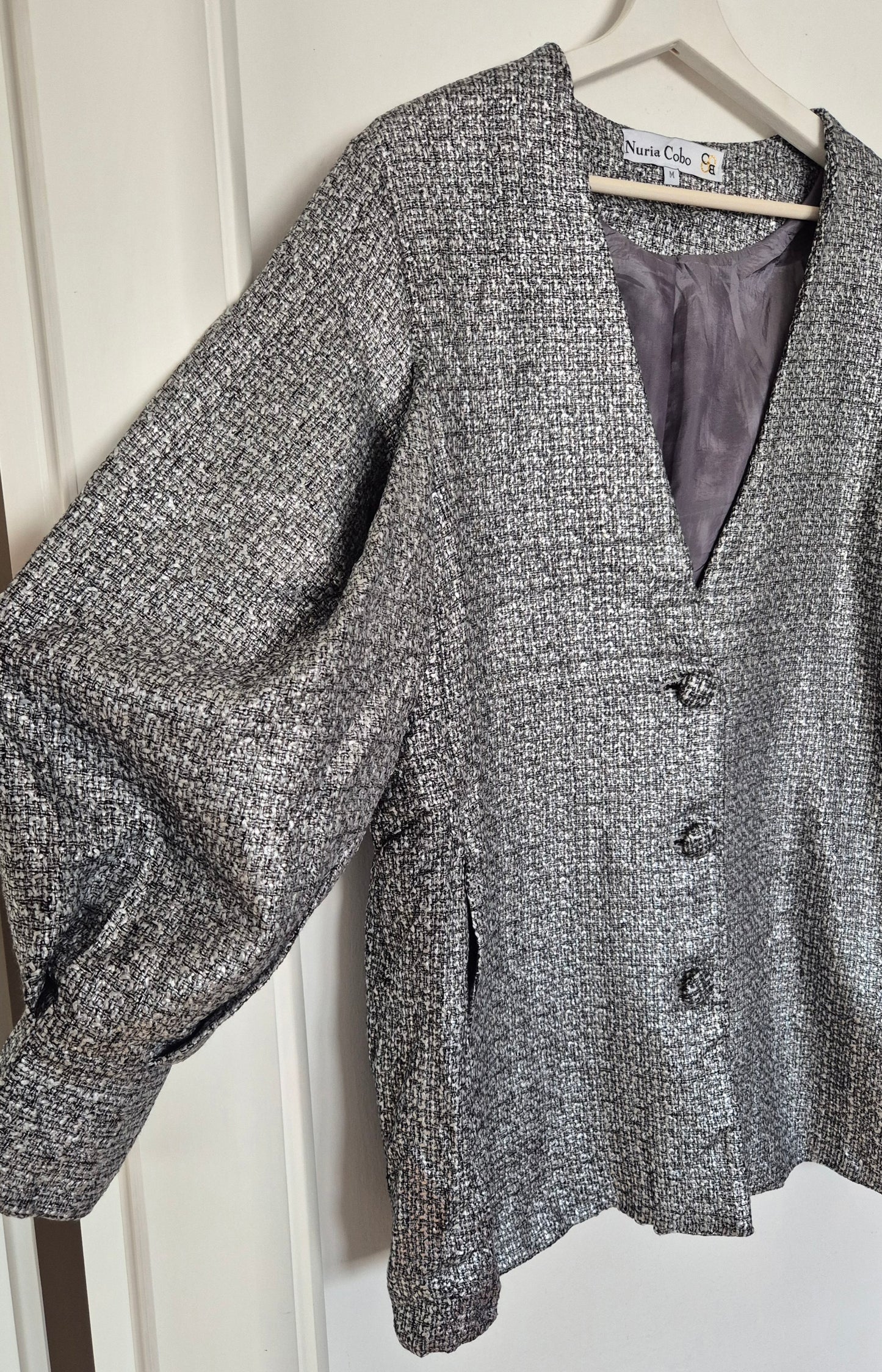 NURIA COBO sako/jakna, srebrno-sivi bukle