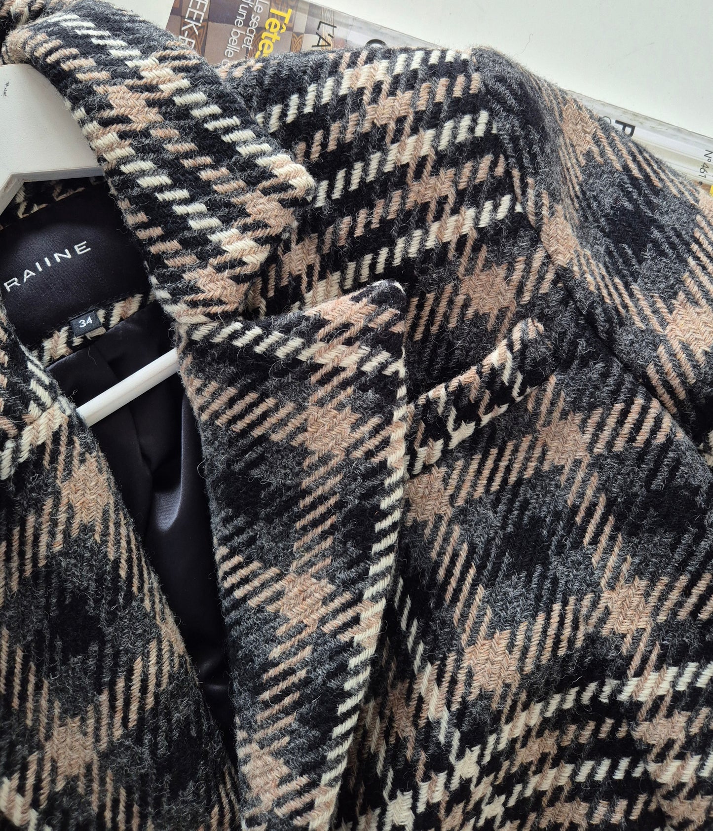 RAIINE karirani sako/kaput, 100% vuna