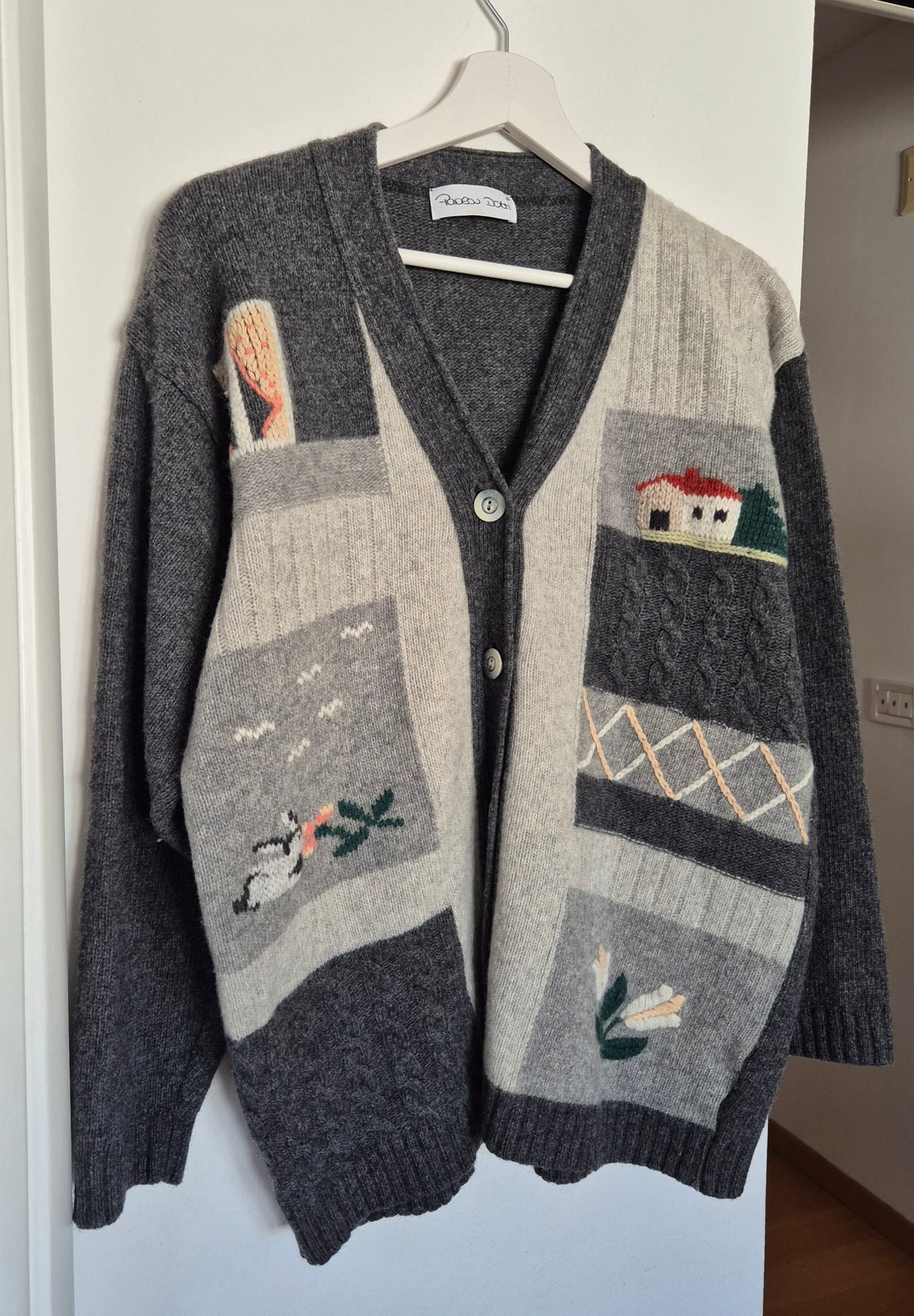 PAOLA DOTTI vintage landscape kardigan, vuna