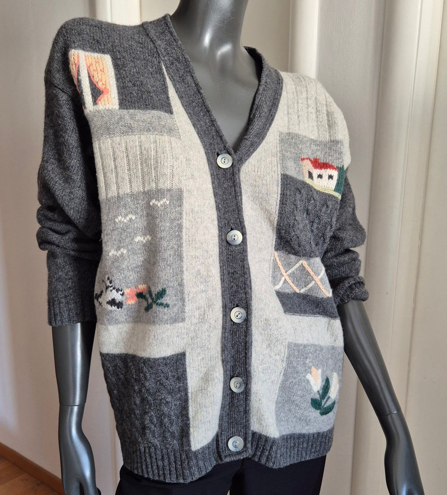 PAOLA DOTTI vintage landscape kardigan, vuna