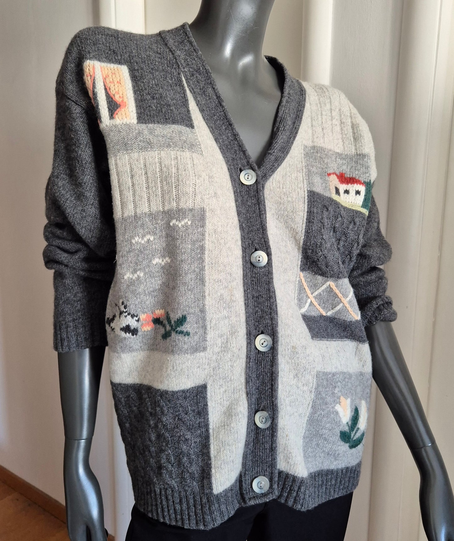 PAOLA DOTTI vintage landscape kardigan, vuna