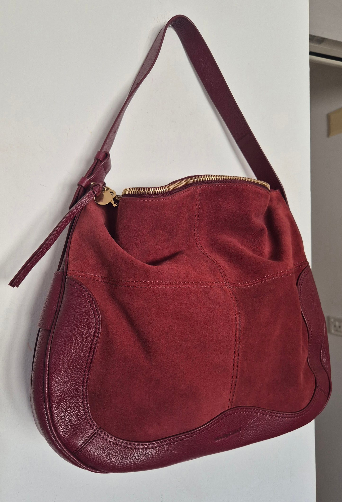 CHLOÉ velika hobo torba, koža i brušena koža