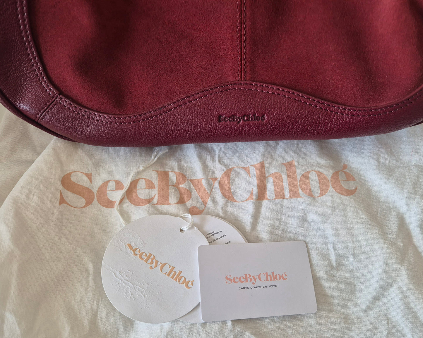CHLOÉ velika hobo torba, koža i brušena koža