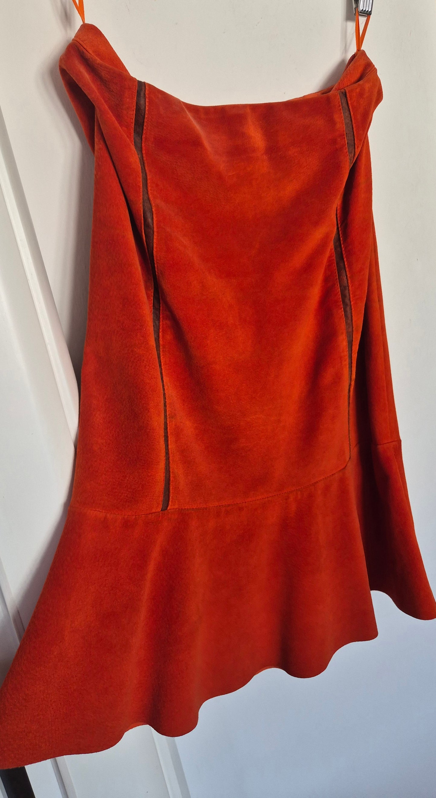 vintage narančasta suknja od brušene kože