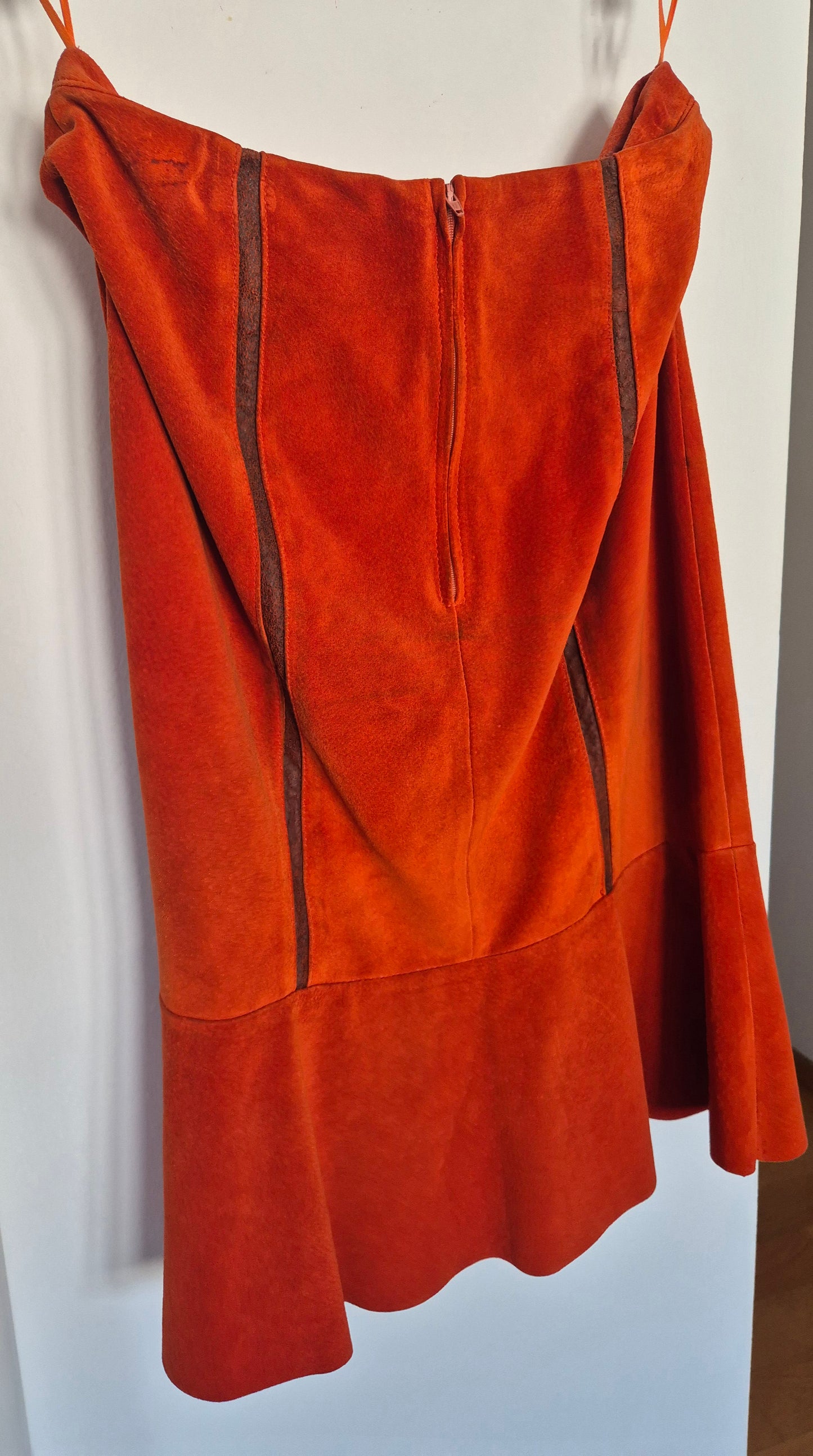 vintage narančasta suknja od brušene kože