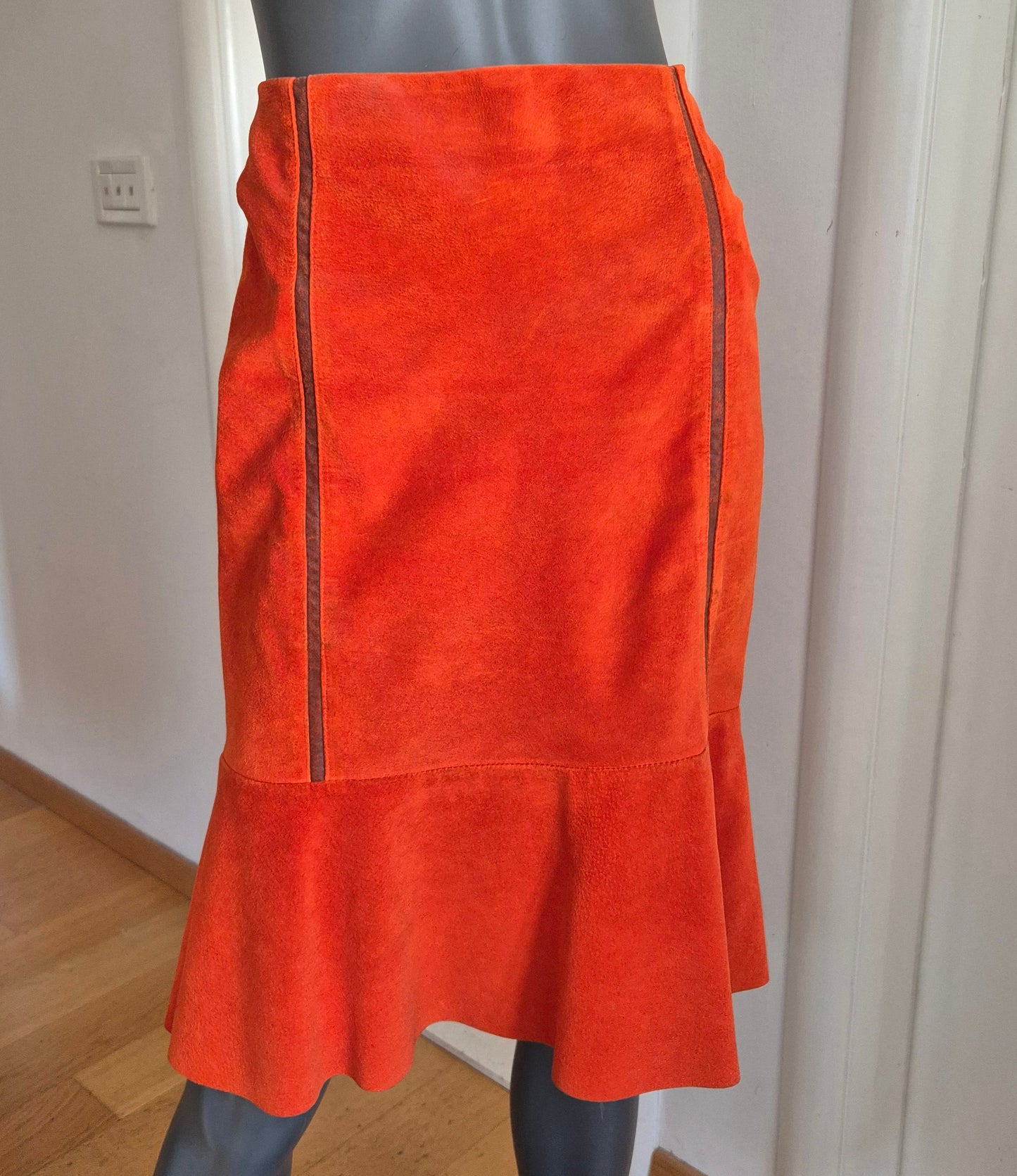 vintage narančasta suknja od brušene kože